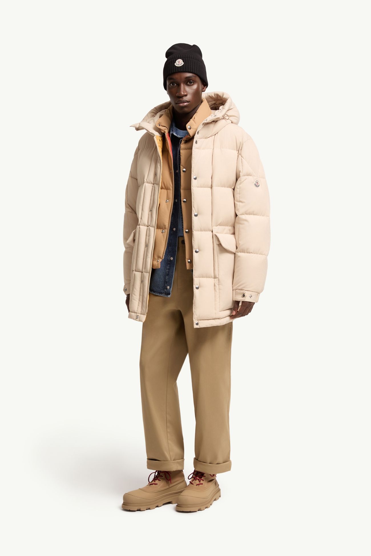 Sylmara男士连帽长款羽绒夹克外套 男士 浅米色 Moncler 0