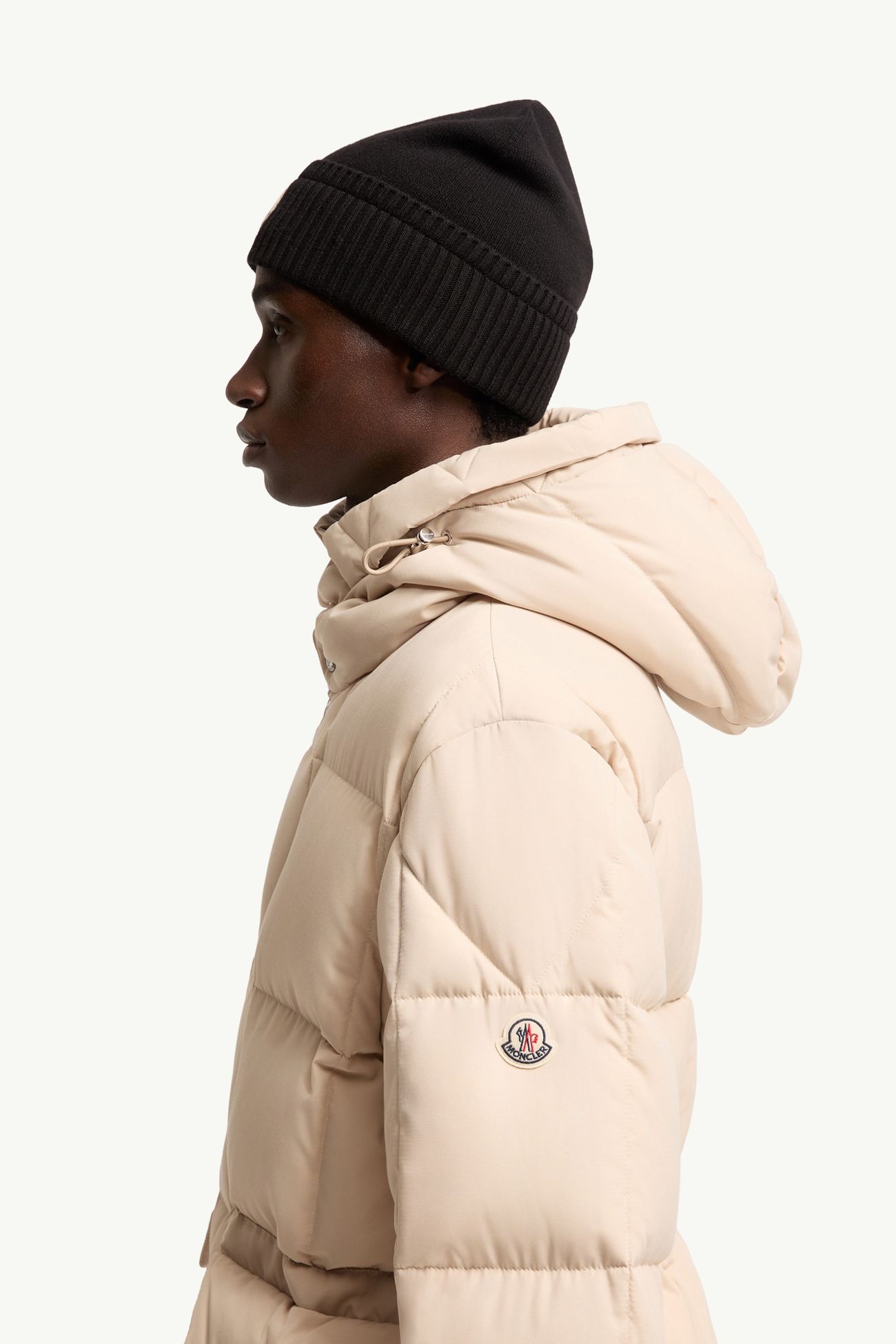 Sylmara Hooded Long Down Jacket Men Light Beige Moncler 1