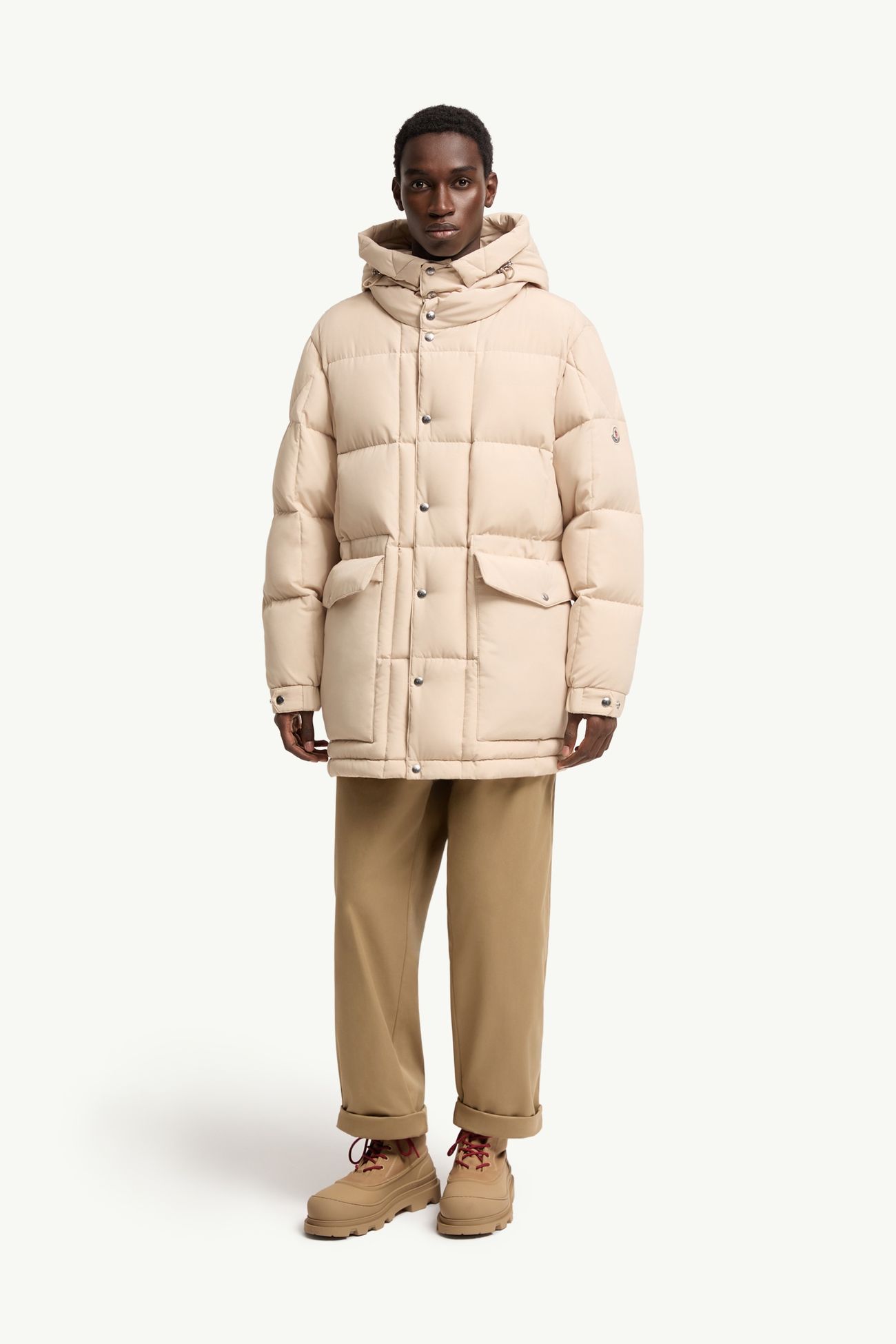 Piumino lungo con cappuccio Sylmara Uomo Beige Chiaro Moncler 3