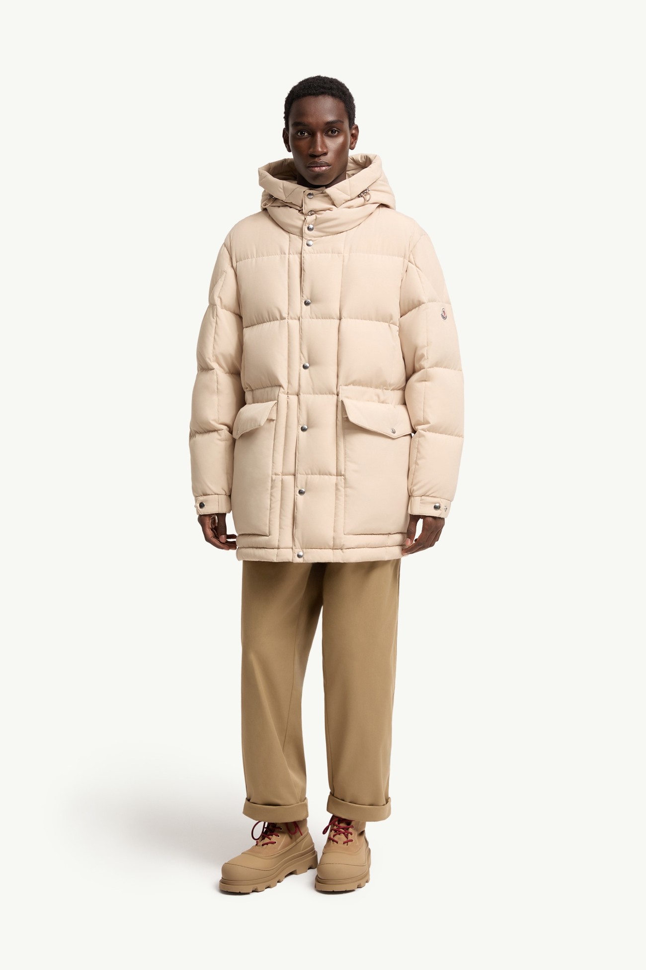 Sylmara Hooded Long Down Jacket Men Light Beige Moncler 3