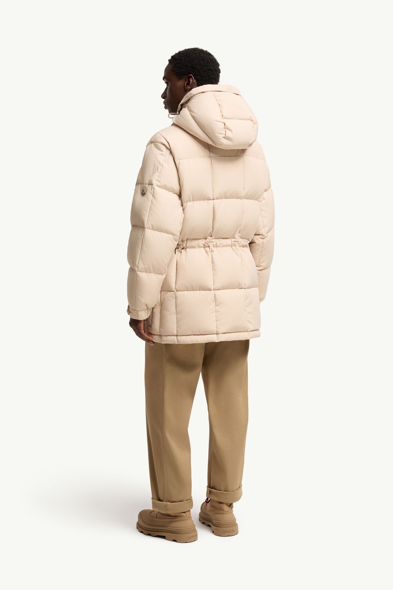 Sylmara Hooded Long Down Jacket Men Light Beige Moncler 4