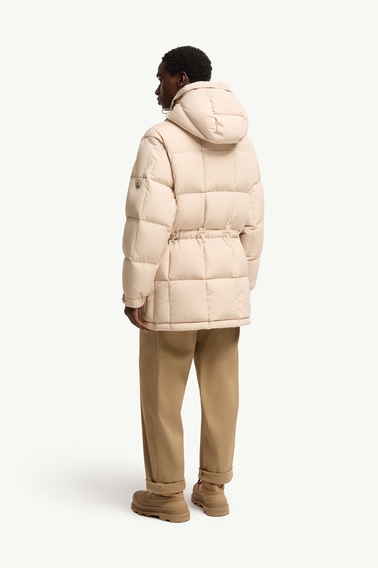 Sylmara Hooded Long Down Jacket Men Light Beige Moncler 4