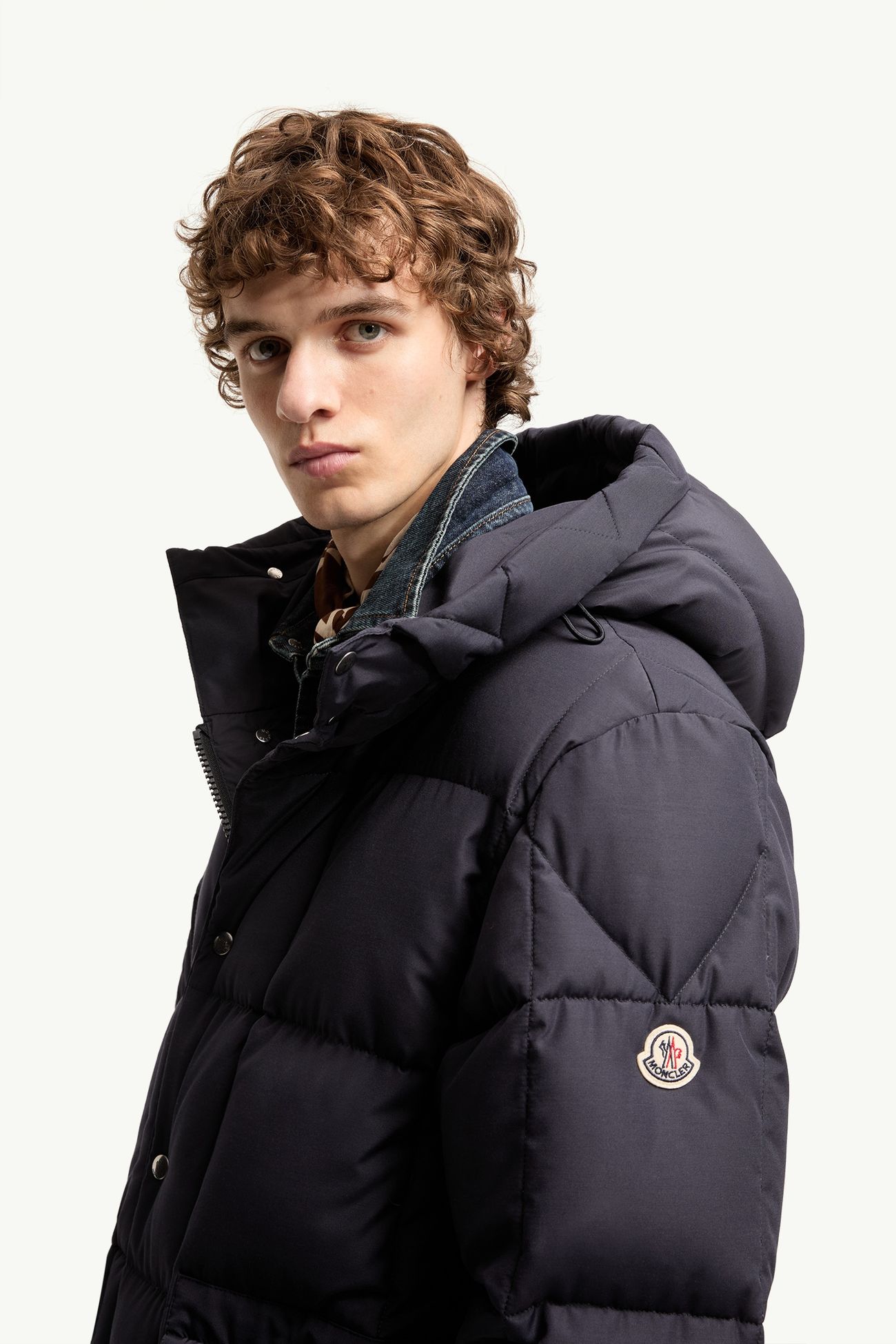 Sylmara Hooded Long Down Jacket Men Dark Blue Moncler 1