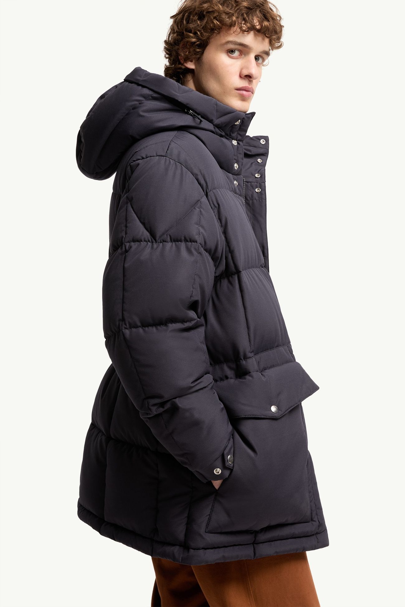 Sylmara Hooded Long Down Jacket Men Dark Blue Moncler 5