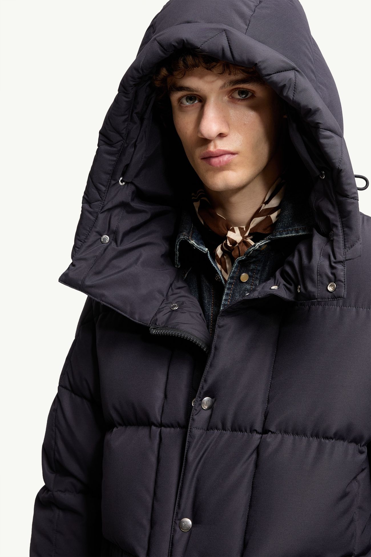 Sylmara Hooded Long Down Jacket Men Dark Blue Moncler 6