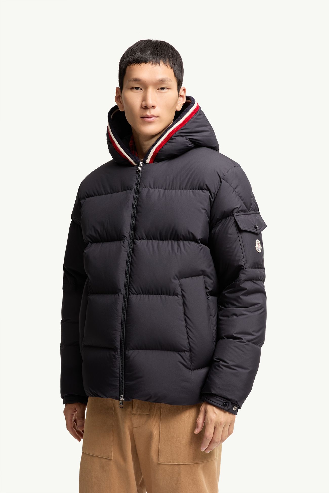 Lacfroid Hooded Short Down Jacket Men Navy Blue Moncler 3