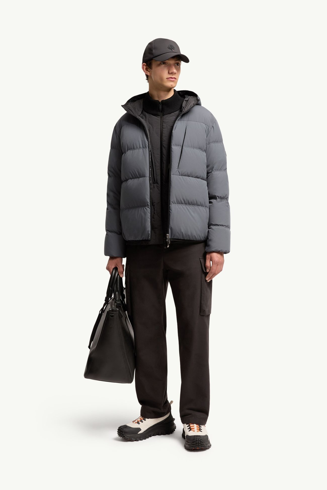 Poitevin Hooded Short Down Jacket Men Gray Moncler 0