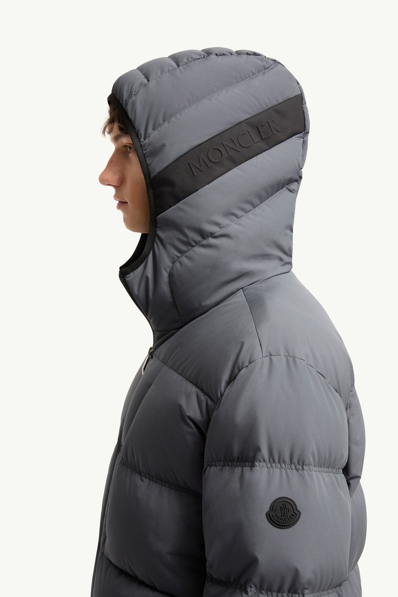 Poitevin Hooded Short Down Jacket Men Grey Moncler 1