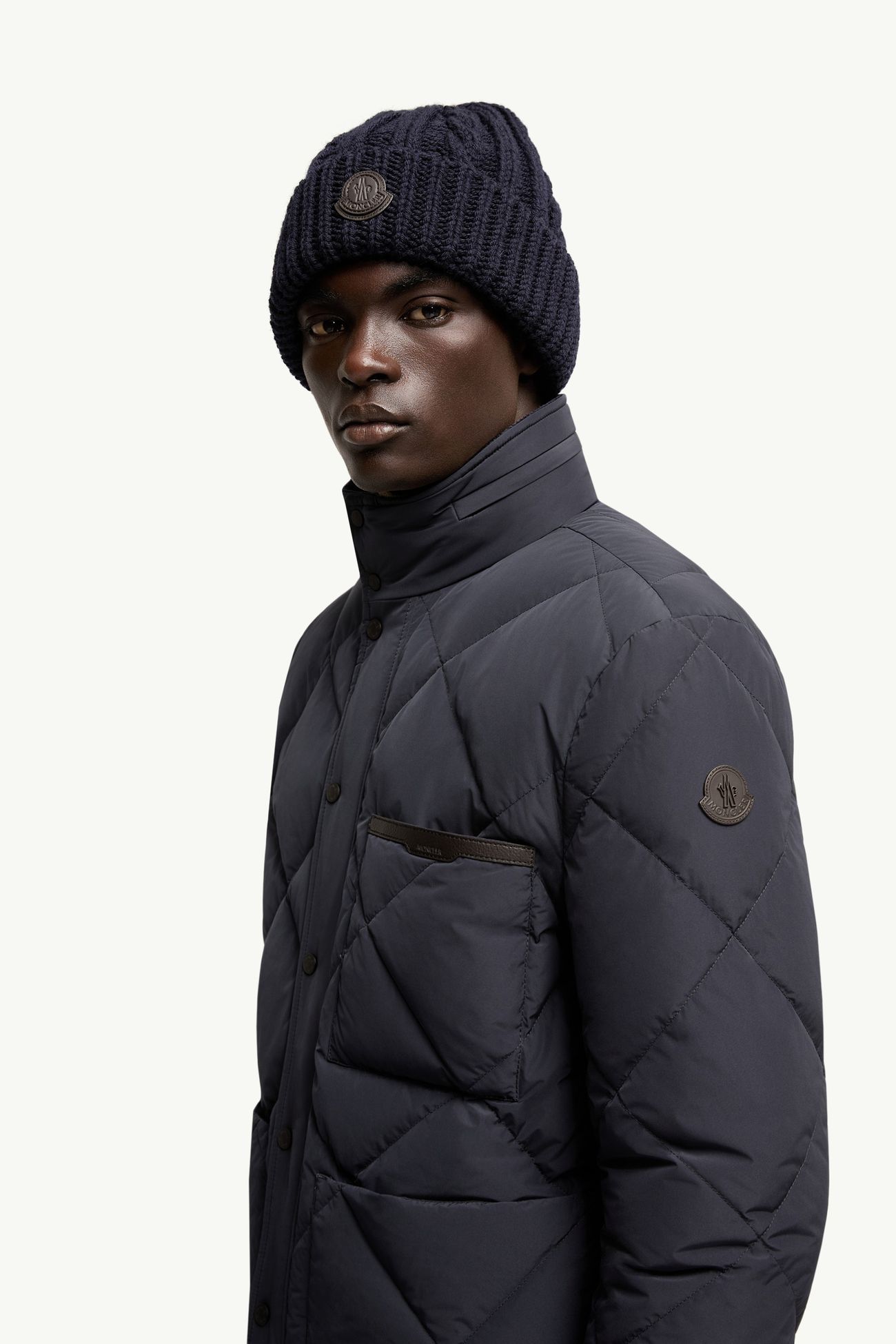 Surlake Diamond-Quilted Short Down Jacket Men Navy Blue Moncler 1