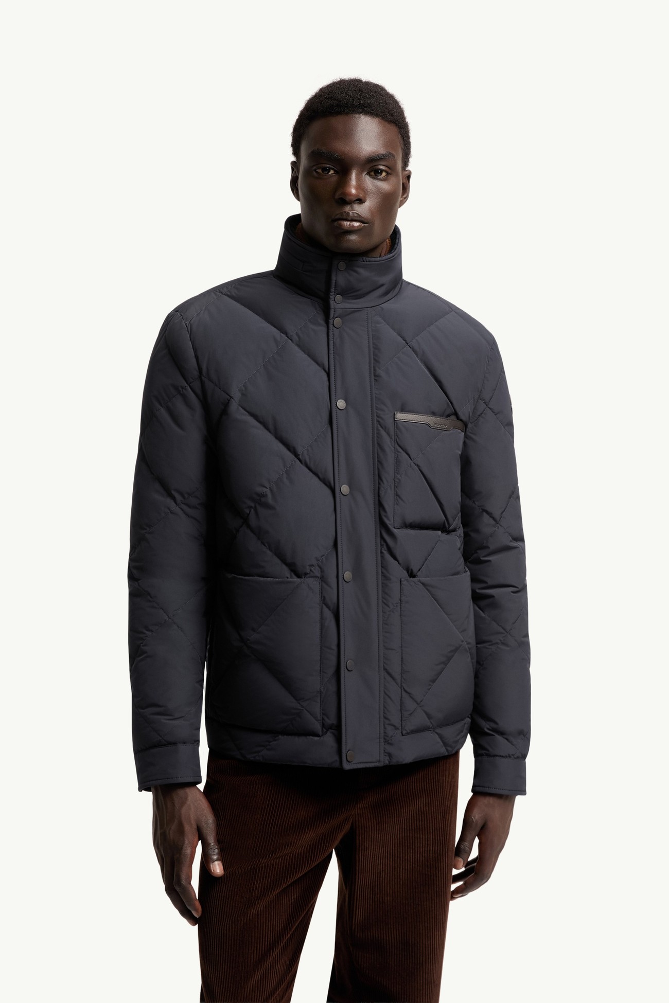 Plumífero corto acolchado con motivo de rombos Surlake Hombre Azul marino Moncler 3