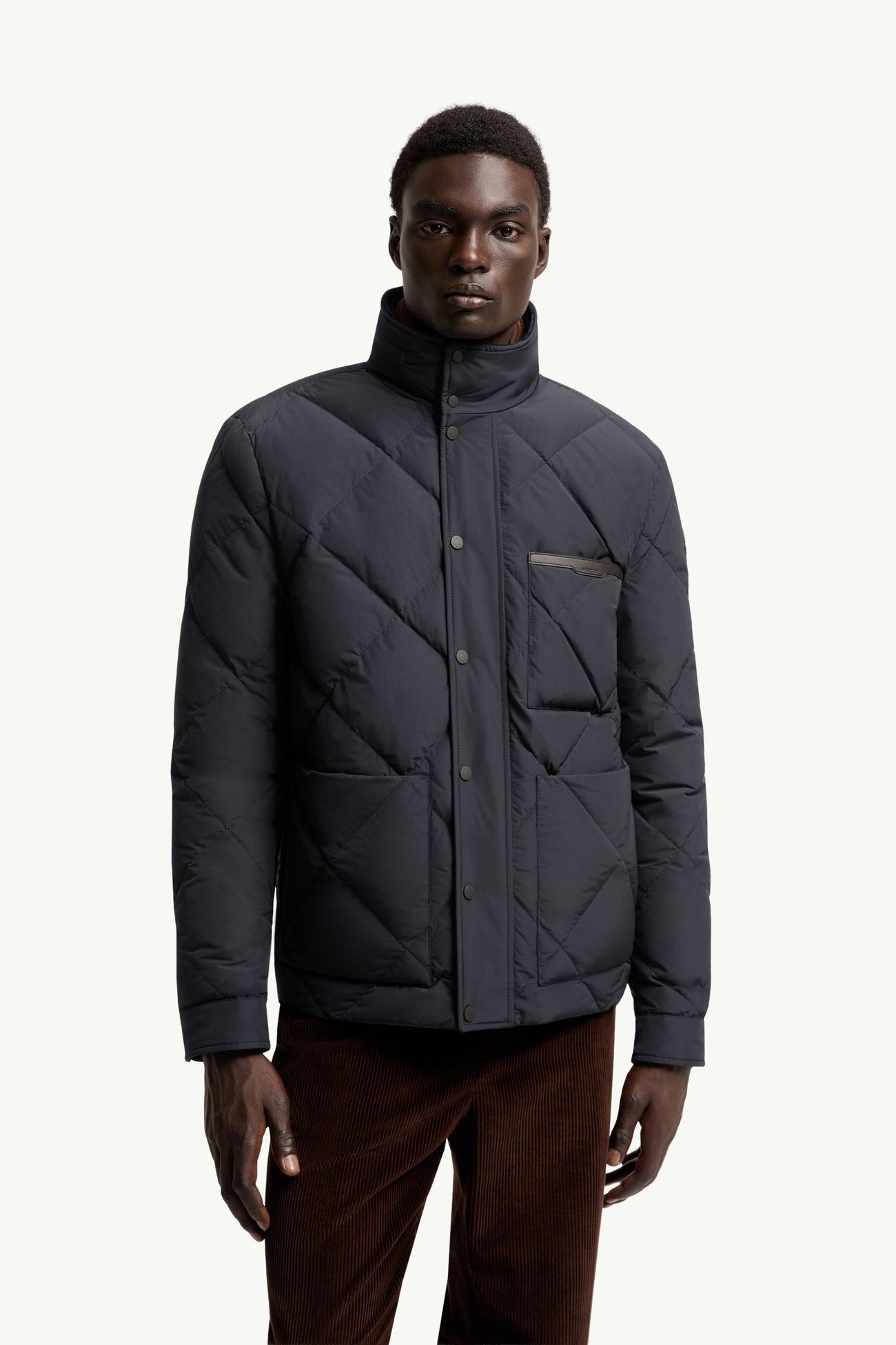 Surlake Diamond-Quilted Short Down Jacket Men Navy Blue Moncler 3