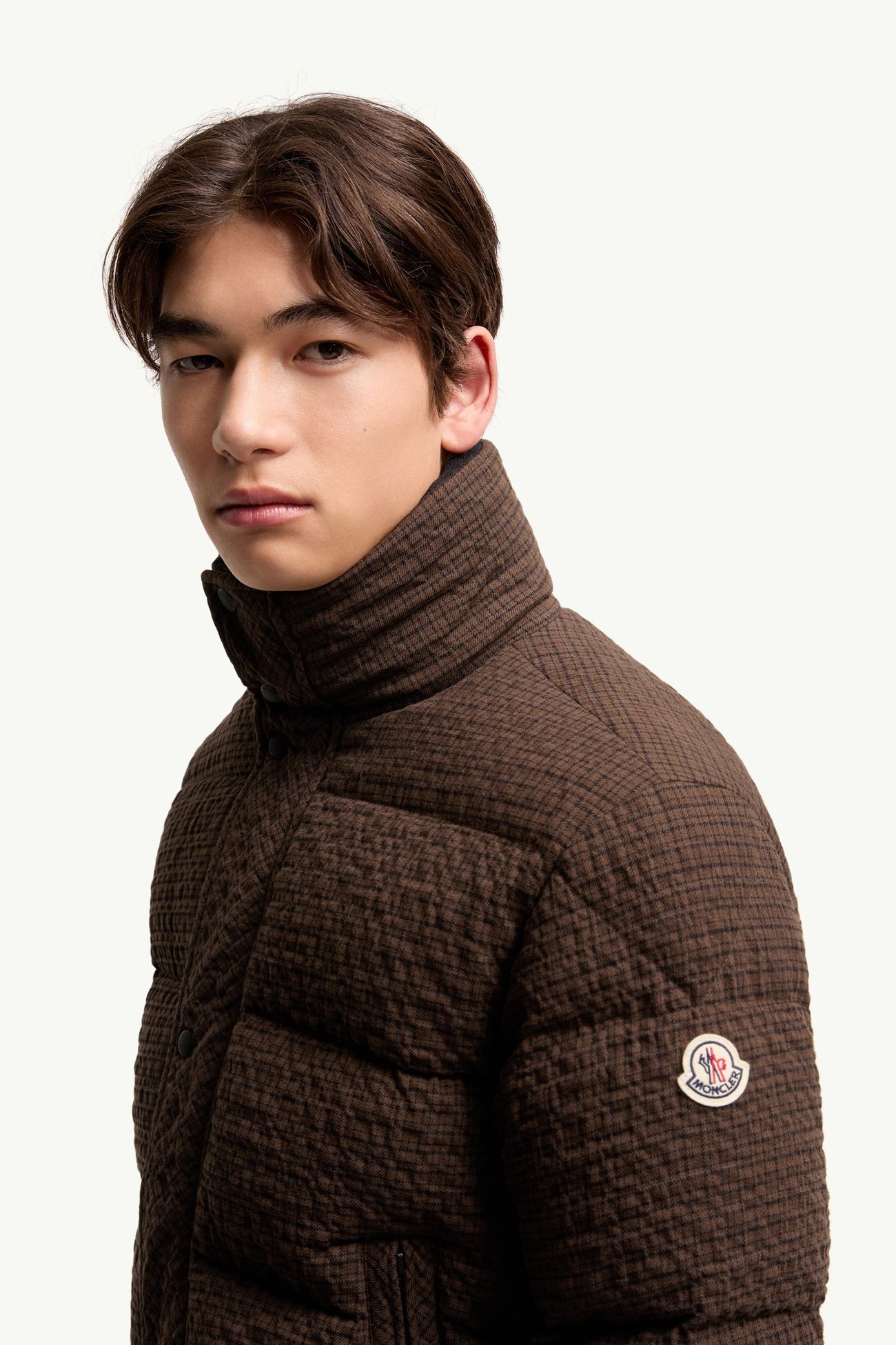 Oronte kurze Daunenjacke aus Baumwollflanell Herren Braun Moncler 1