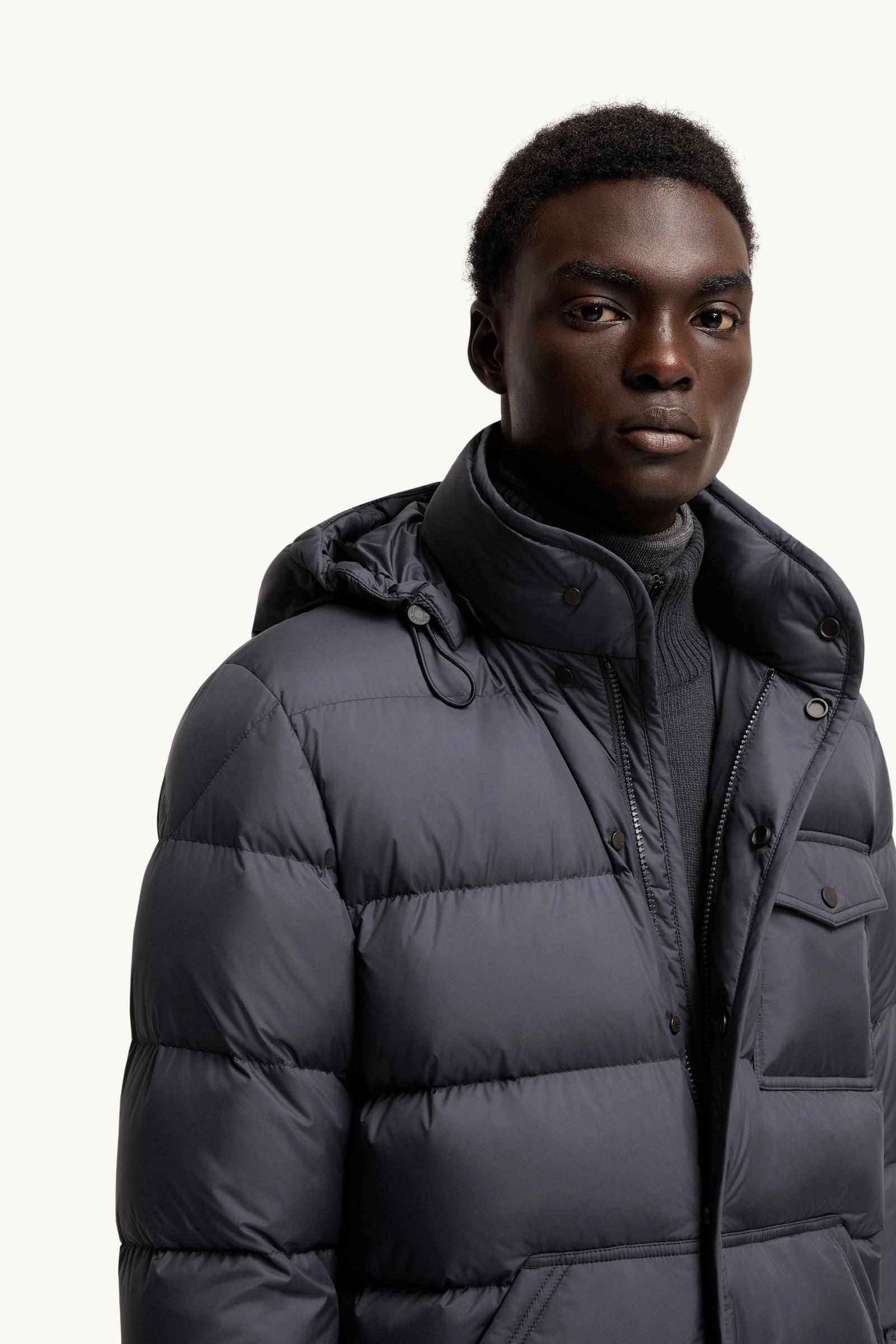 Dark Blue Tygid Hooded Short Down Jacket - Short Down Jackets for