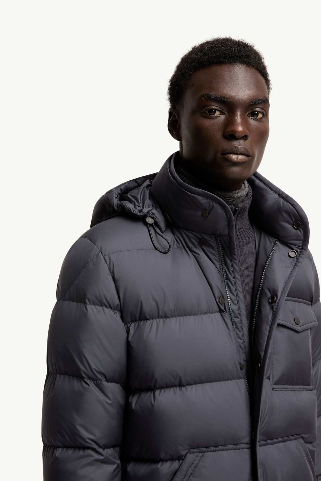 Tygid Hooded Short Down Jacket Men Dark Blue Moncler 5