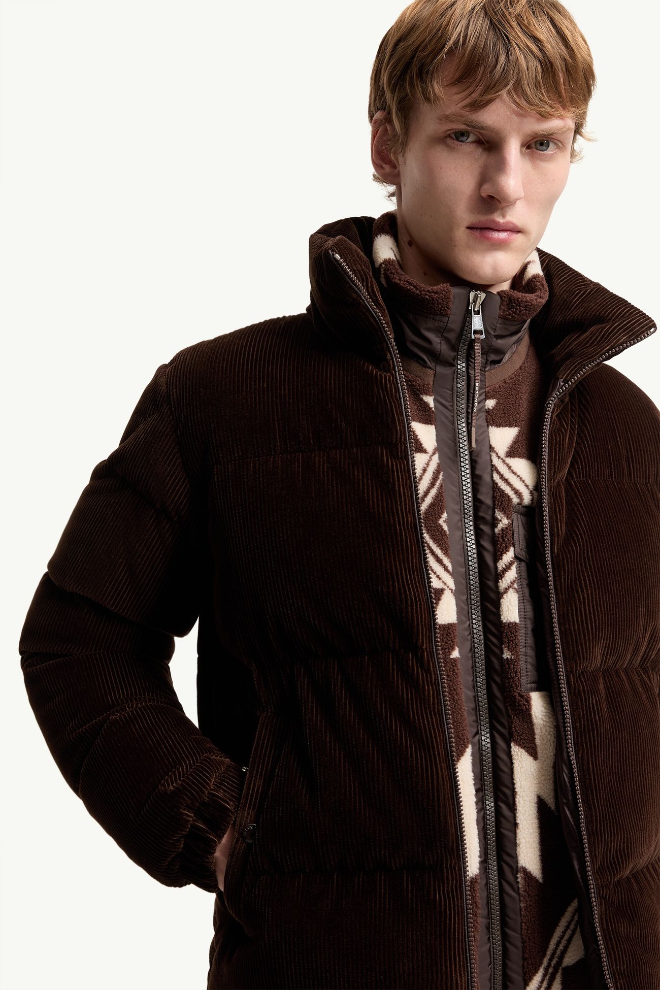 Esparron kurze Daunenjacke aus Cord Herren Braun Moncler 5