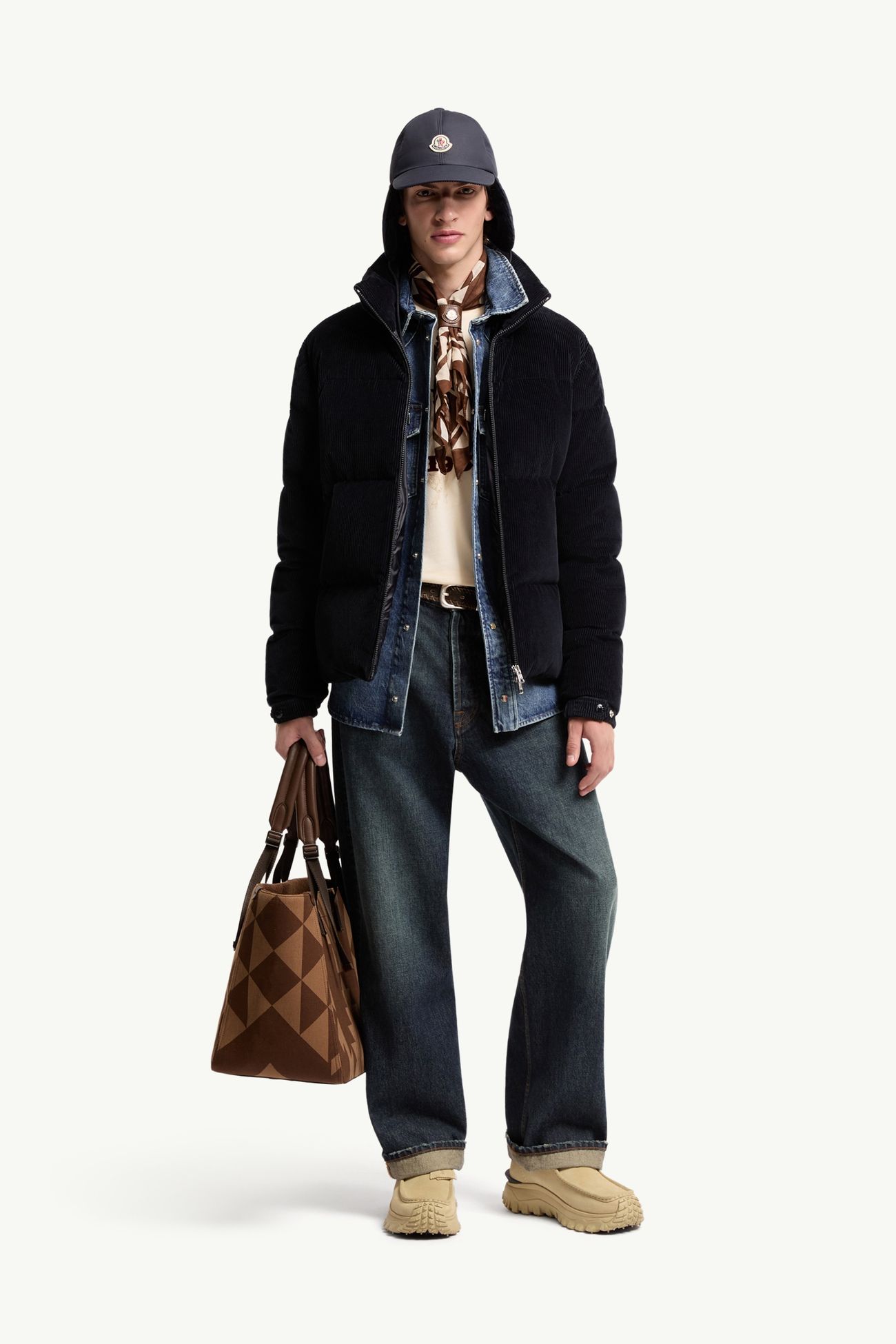 Esparron kurze Daunenjacke aus Cord Herren Dunkelblau Moncler 0