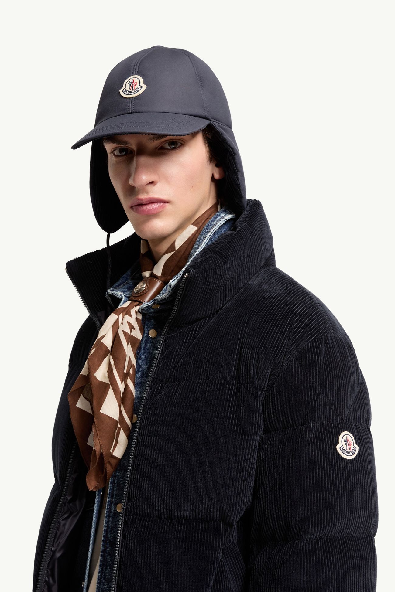 Esparron kurze Daunenjacke aus Cord Herren Dunkelblau Moncler 1