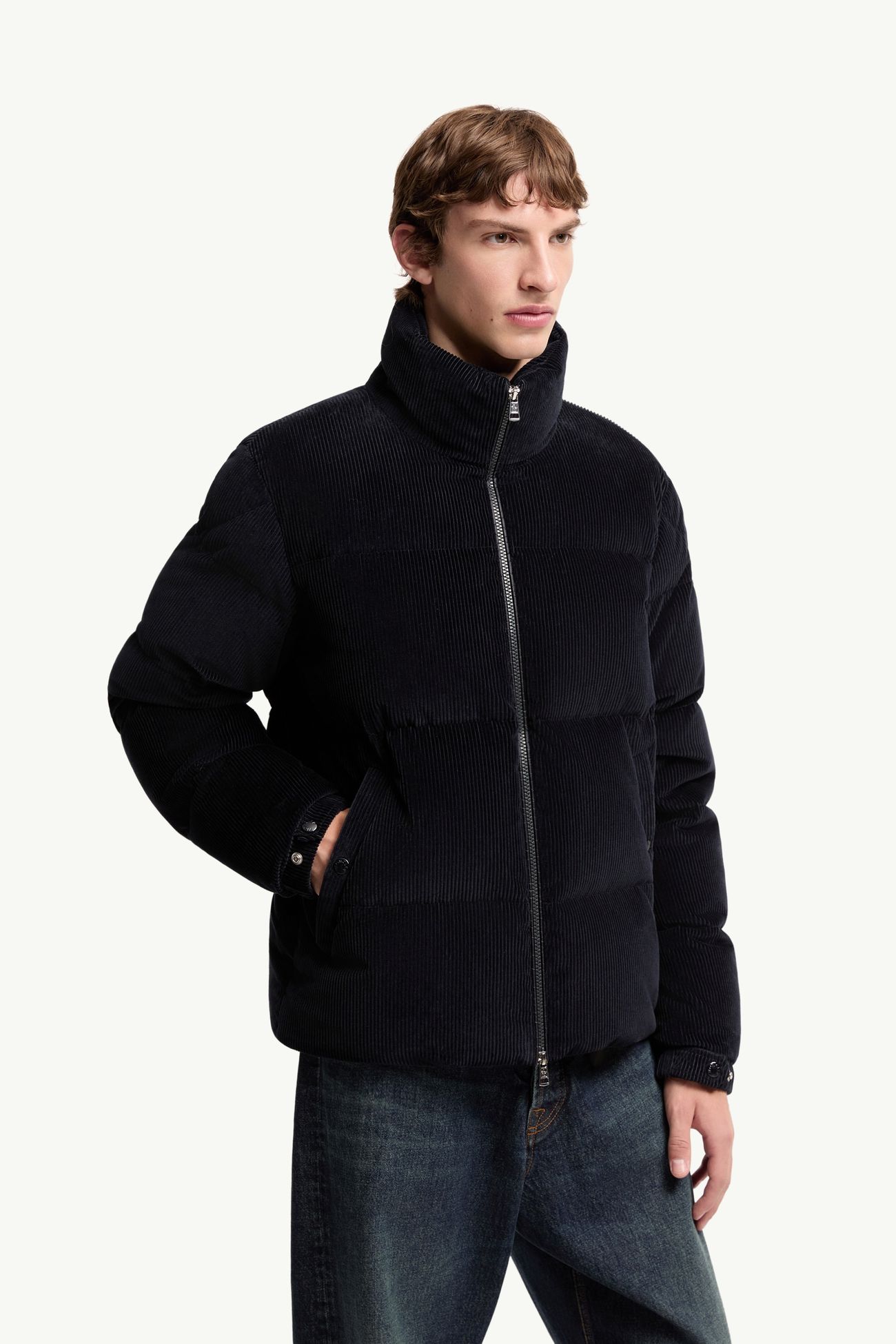 Esparron Corduroy Short Down Jacket Men Dark Blue Moncler 3
