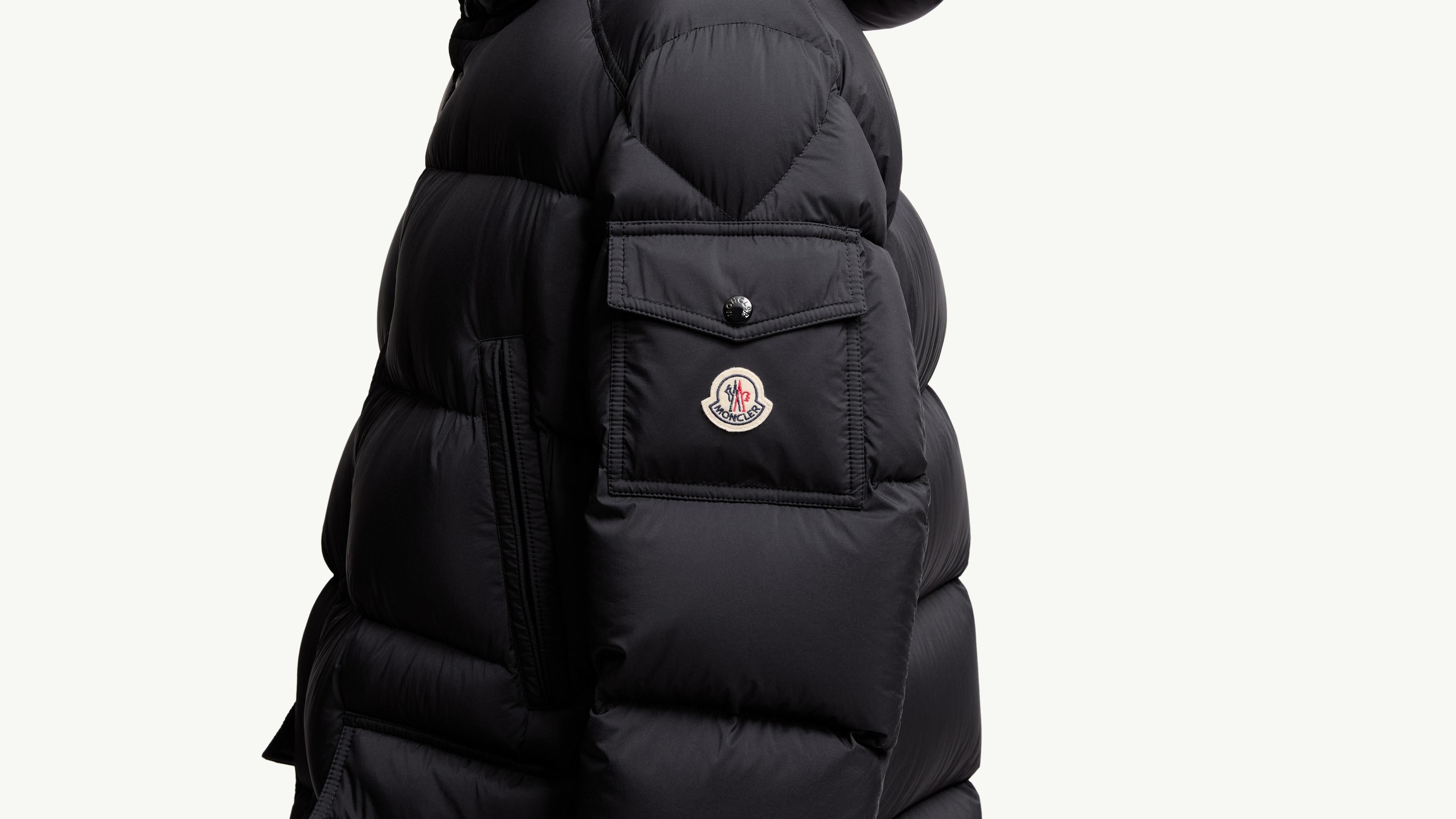 Black Bretagne Hooded Mid-Length Down Jacket - Long Down Jackets