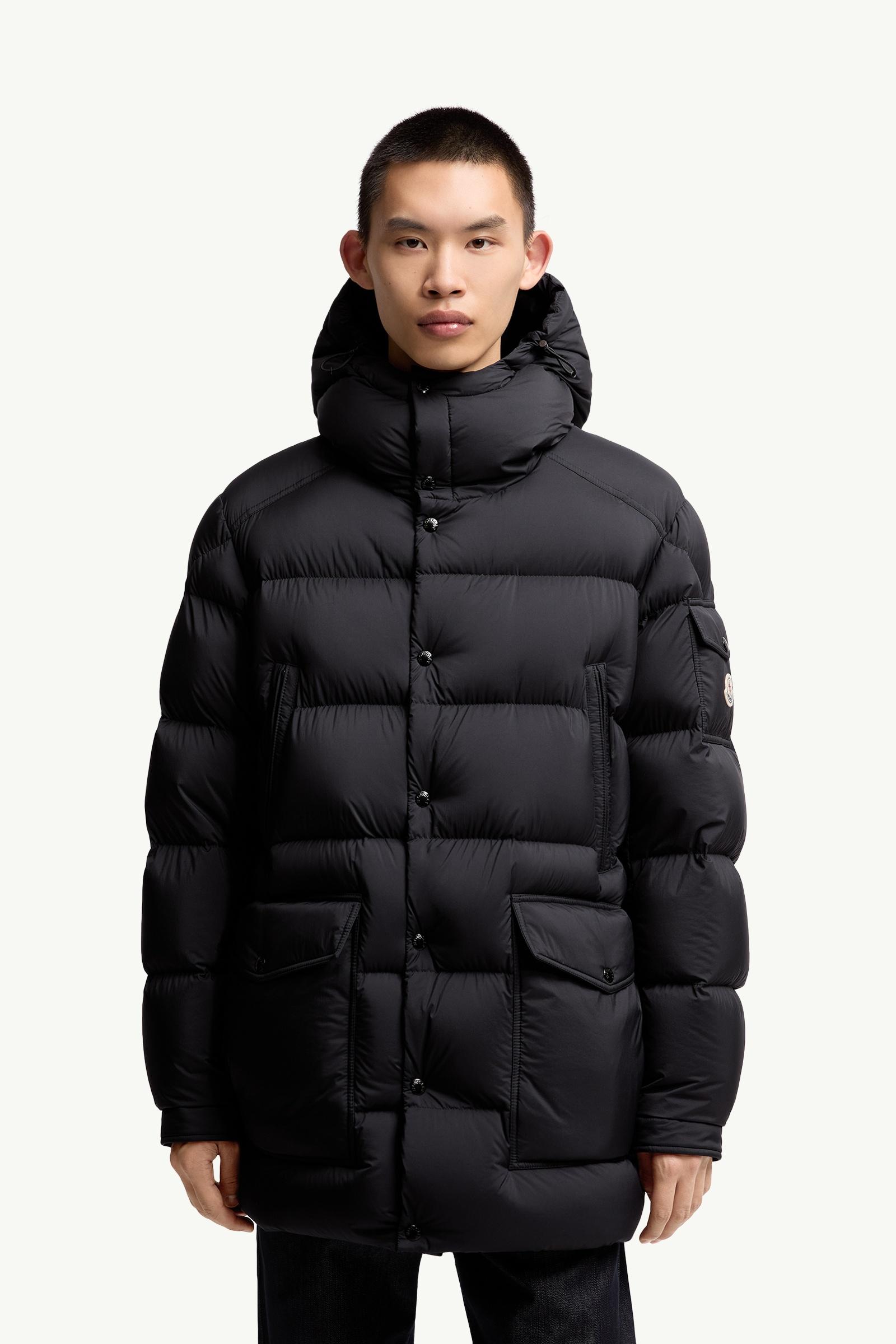 Black Bretagne Hooded Mid-Length Down Jacket - Long Down Jackets