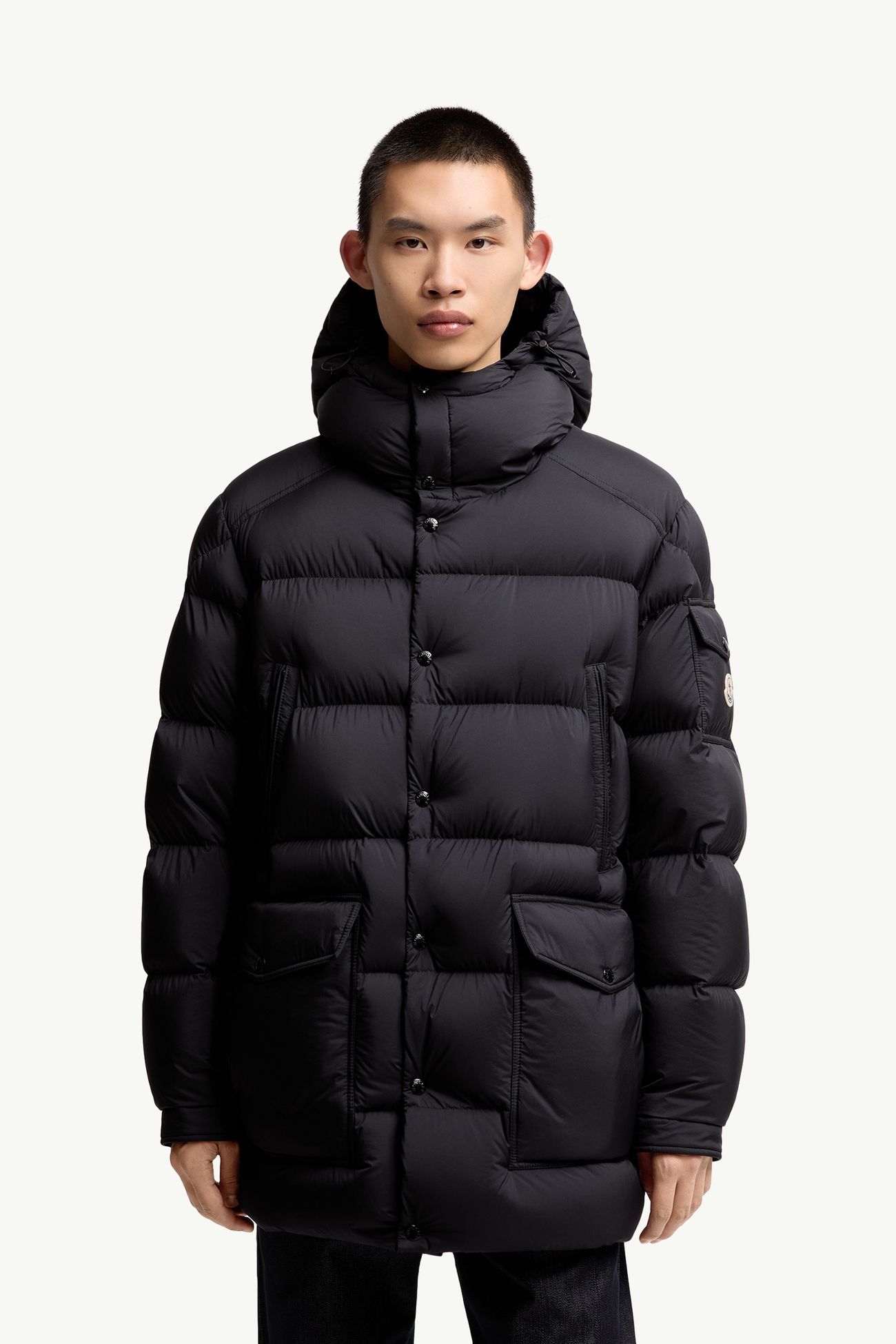 Bretagne連帽中長羽絨外套 男士 黑色 Moncler 3