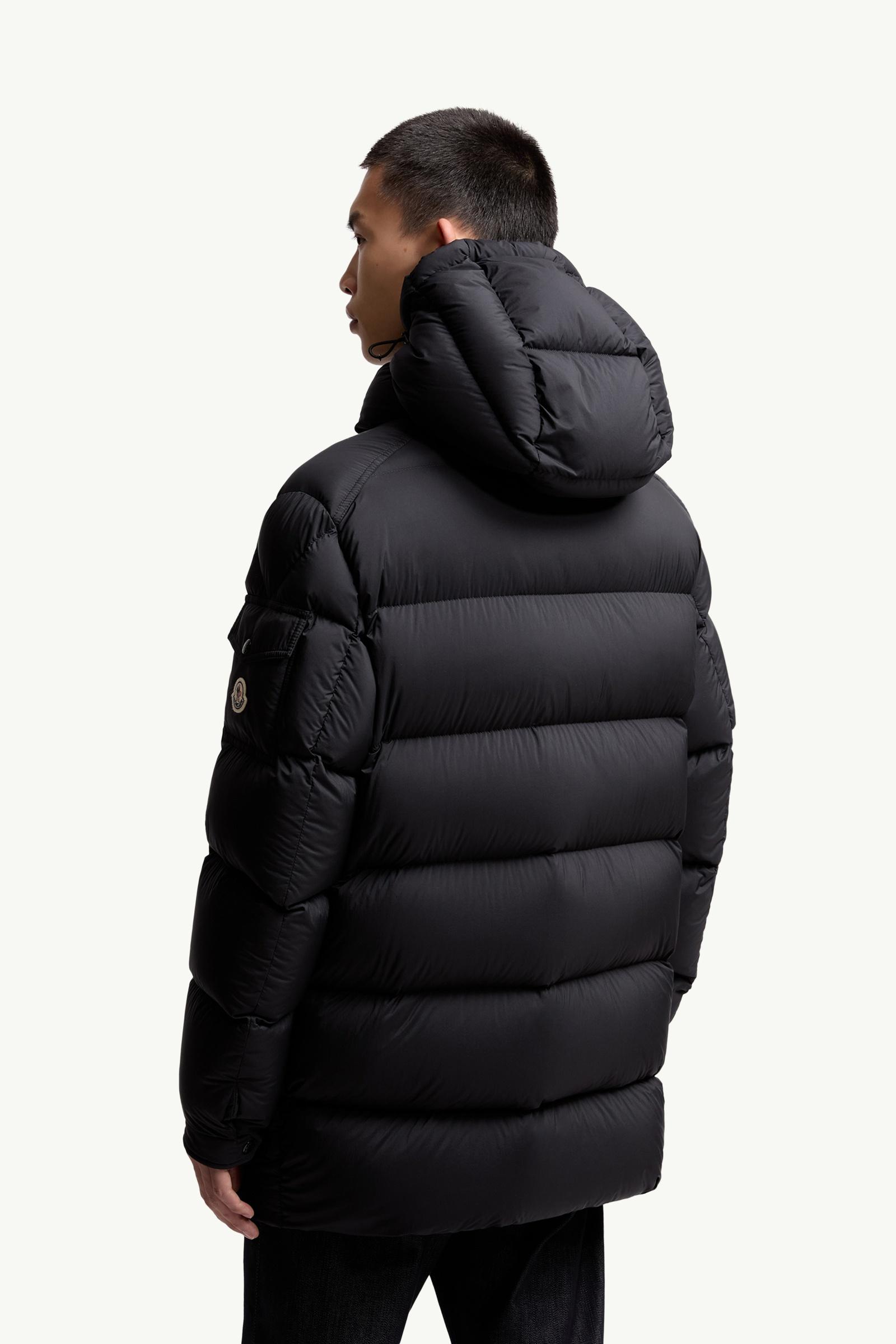 Black Bretagne Hooded Mid-Length Down Jacket - Long Down Jackets