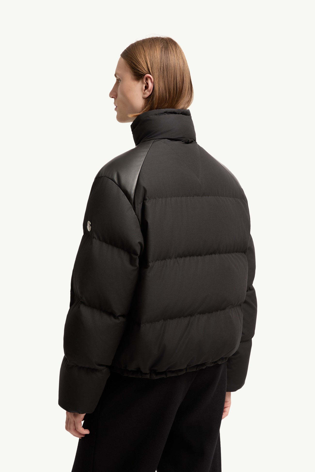 Verone Leather-Trimmed Short Down Jacket Men Black Moncler 4