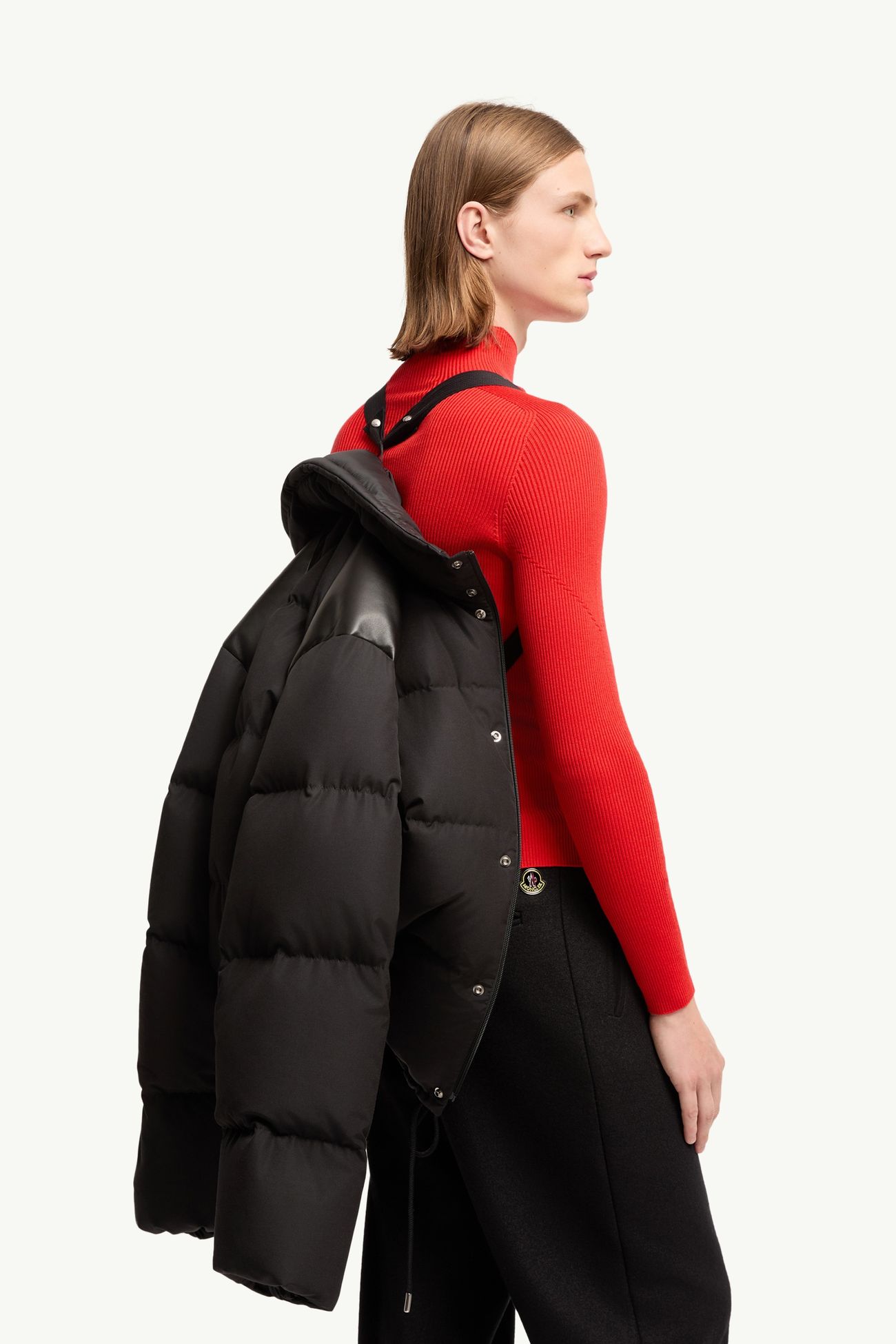 Verone男士皮革饰边短款羽绒夹克外套 男士 黑色 Moncler 5