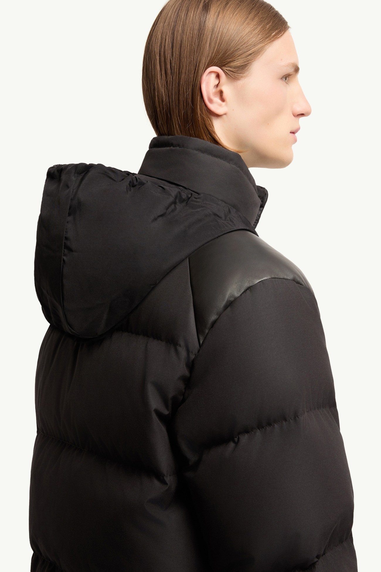 Verone Leather-Trimmed Short Down Jacket Men Black Moncler 6