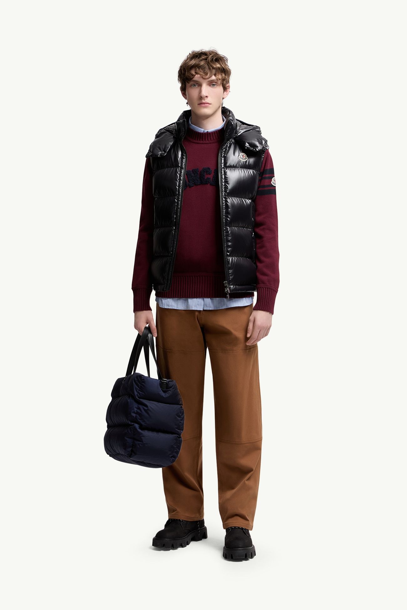 Chaleco plumífero con capucha Bormes Hombre Negro Moncler 0