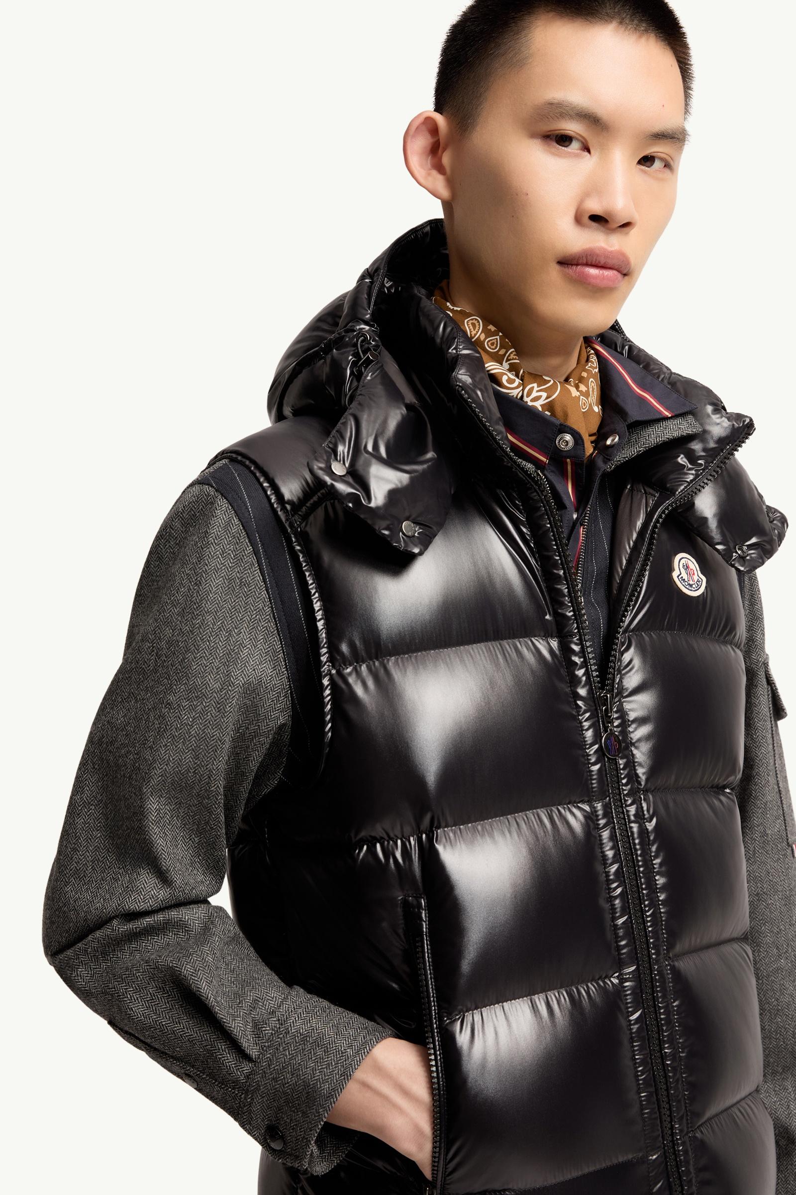 Black Bormes Hooded Down Gilet - Vests for Men | Moncler AU