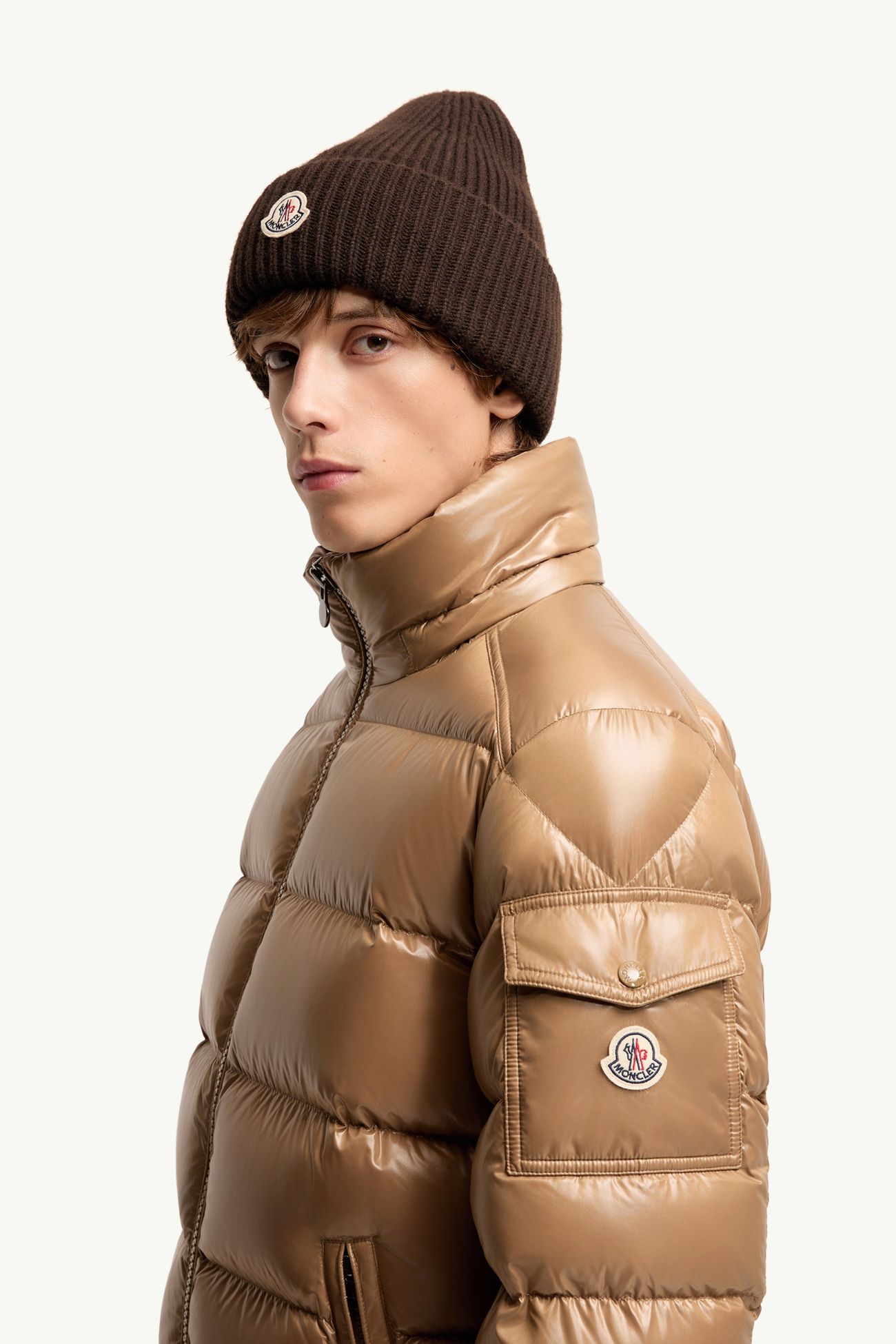 Plumífero corto con capucha Moncler Maya Hombre Beige Moncler 1