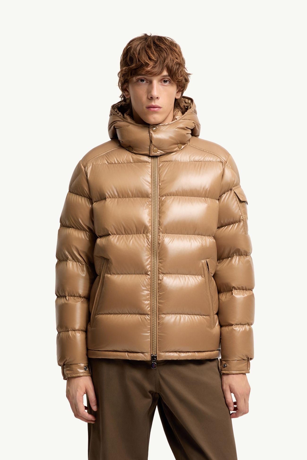 Moncler Maya kurze Daunenjacke mit Kapuze Herren Beige Moncler 3