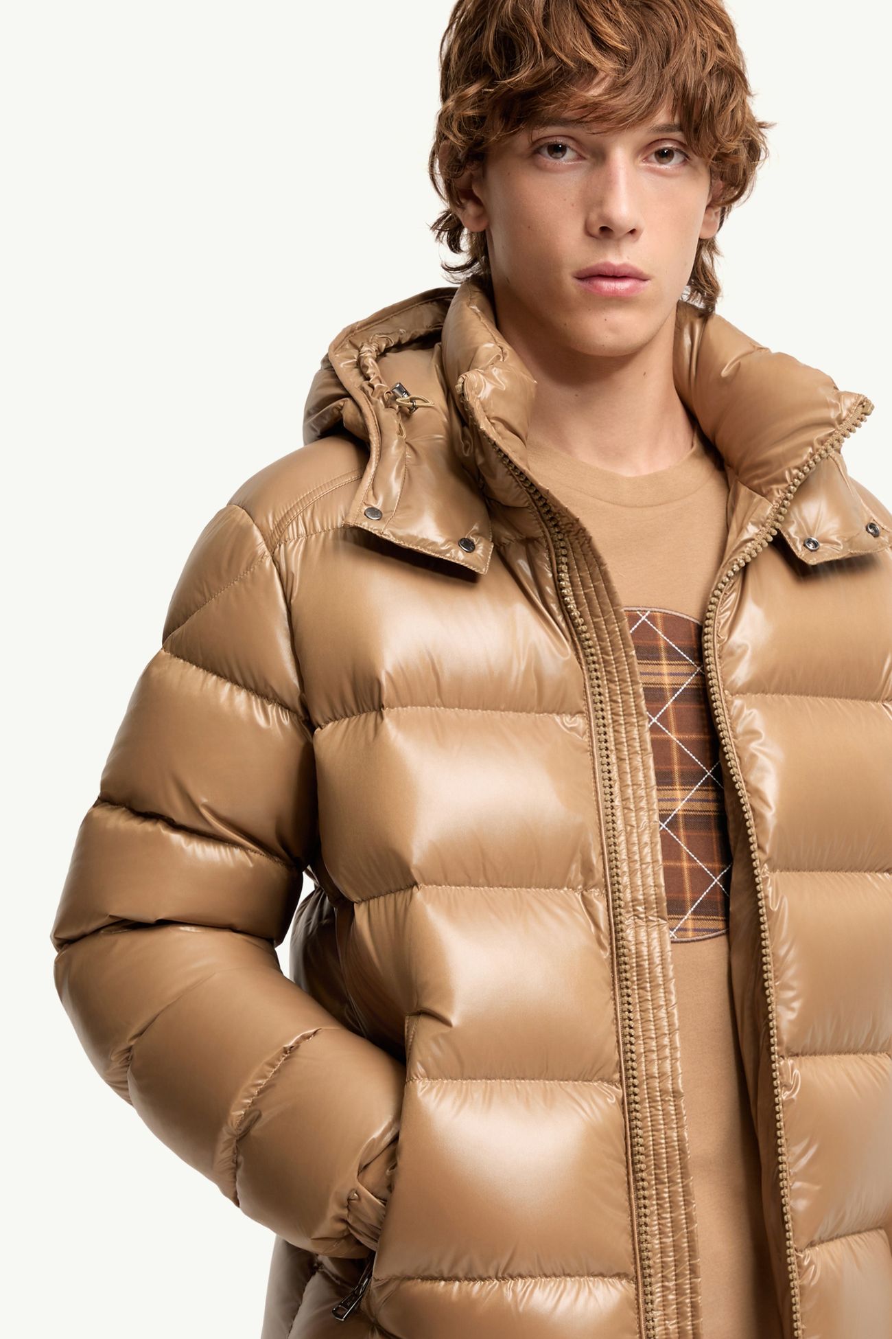 Moncler Maya kurze Daunenjacke mit Kapuze Herren Beige Moncler 5