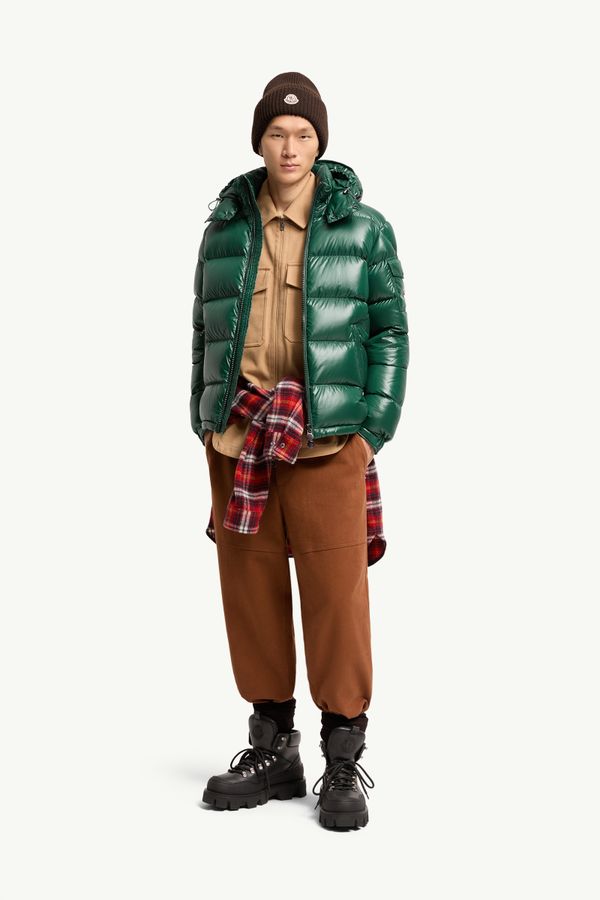 Moncler Maya kurze Daunenjacke mit Kapuze Herren Dunkelgrün Moncler 0