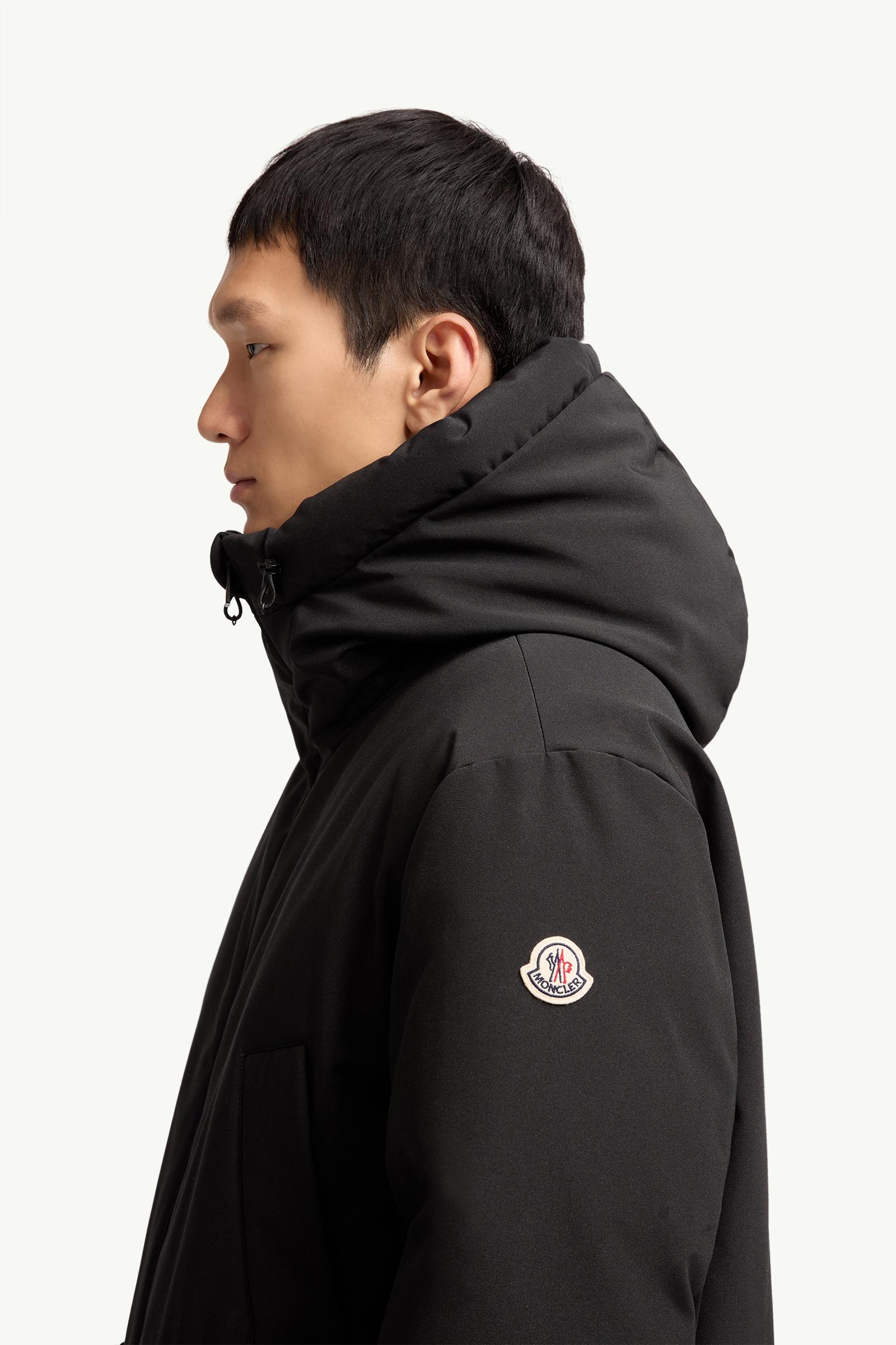 Black Aurino Hooded Mid-Length Parka - Long Down Jackets for Men