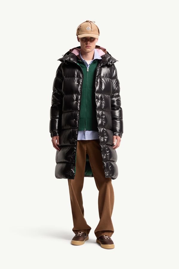Hanoverian Hooded Square-Quilted Long Down Jacket Men Black Moncler 0