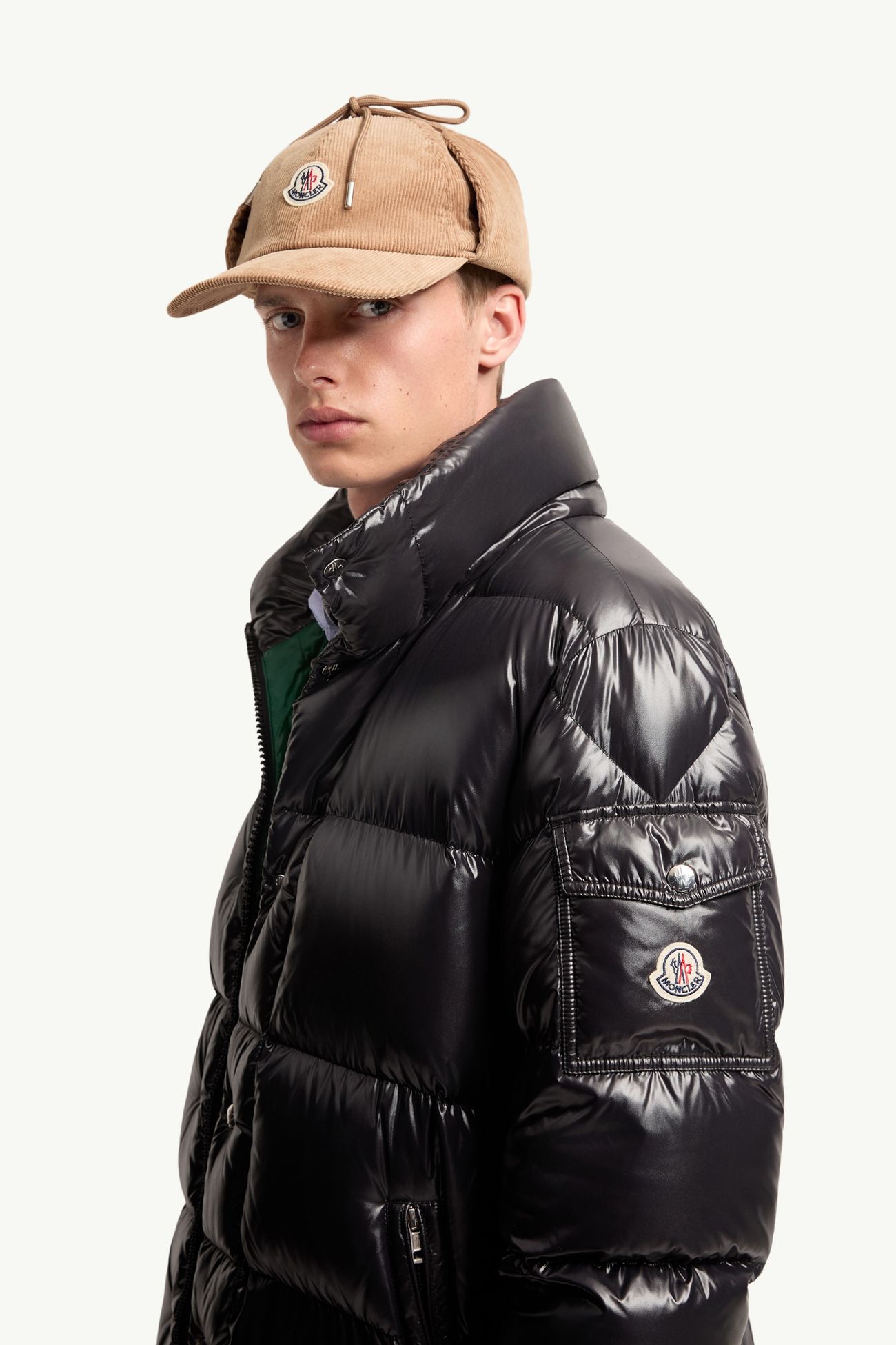 Hanoverian男士连帽方形绗缝长款羽绒夹克外套 男士 金属感黑 Moncler 1