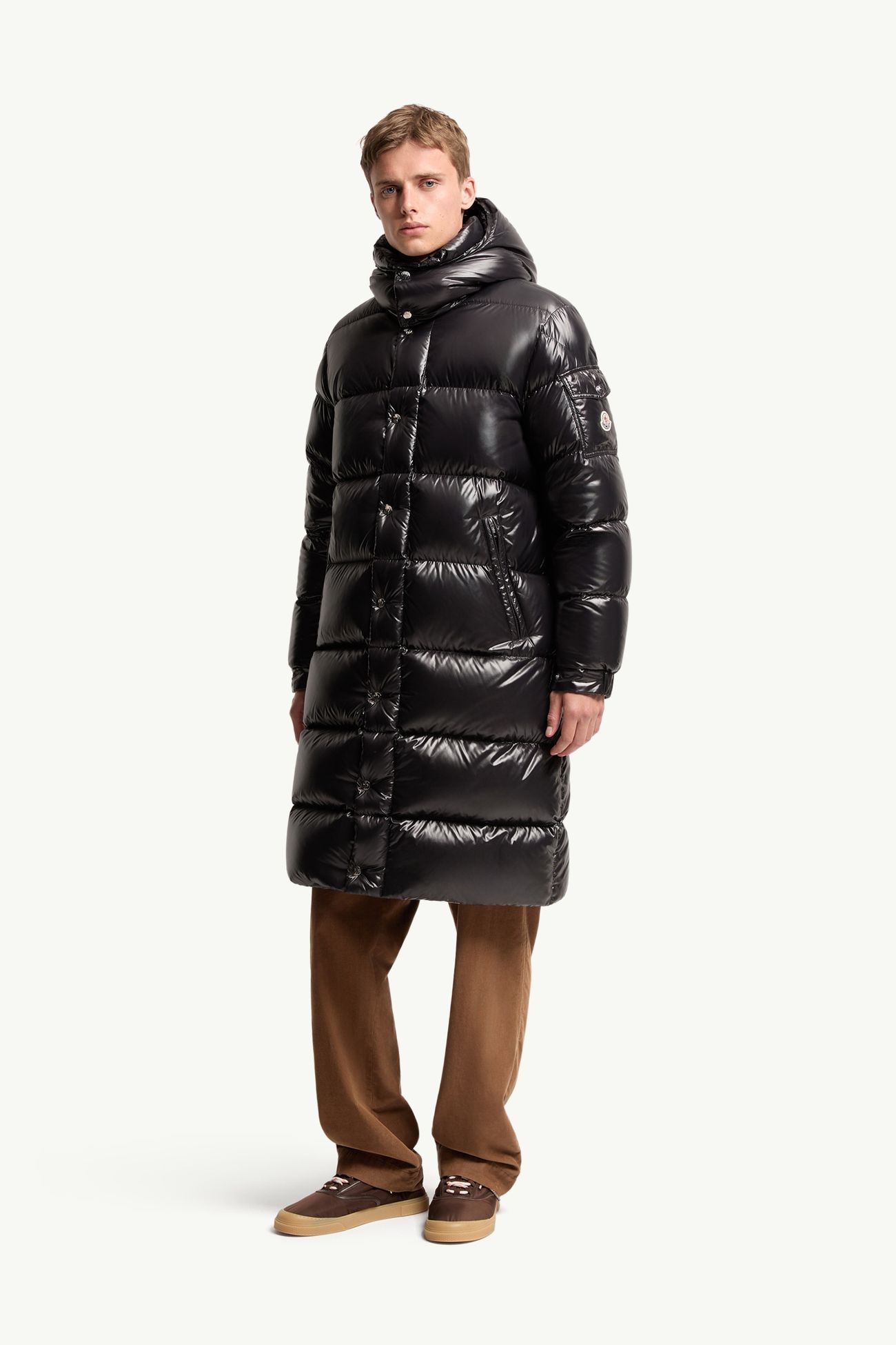 Hanoverian男士连帽方形绗缝长款羽绒夹克外套 男士 金属感黑 Moncler 3