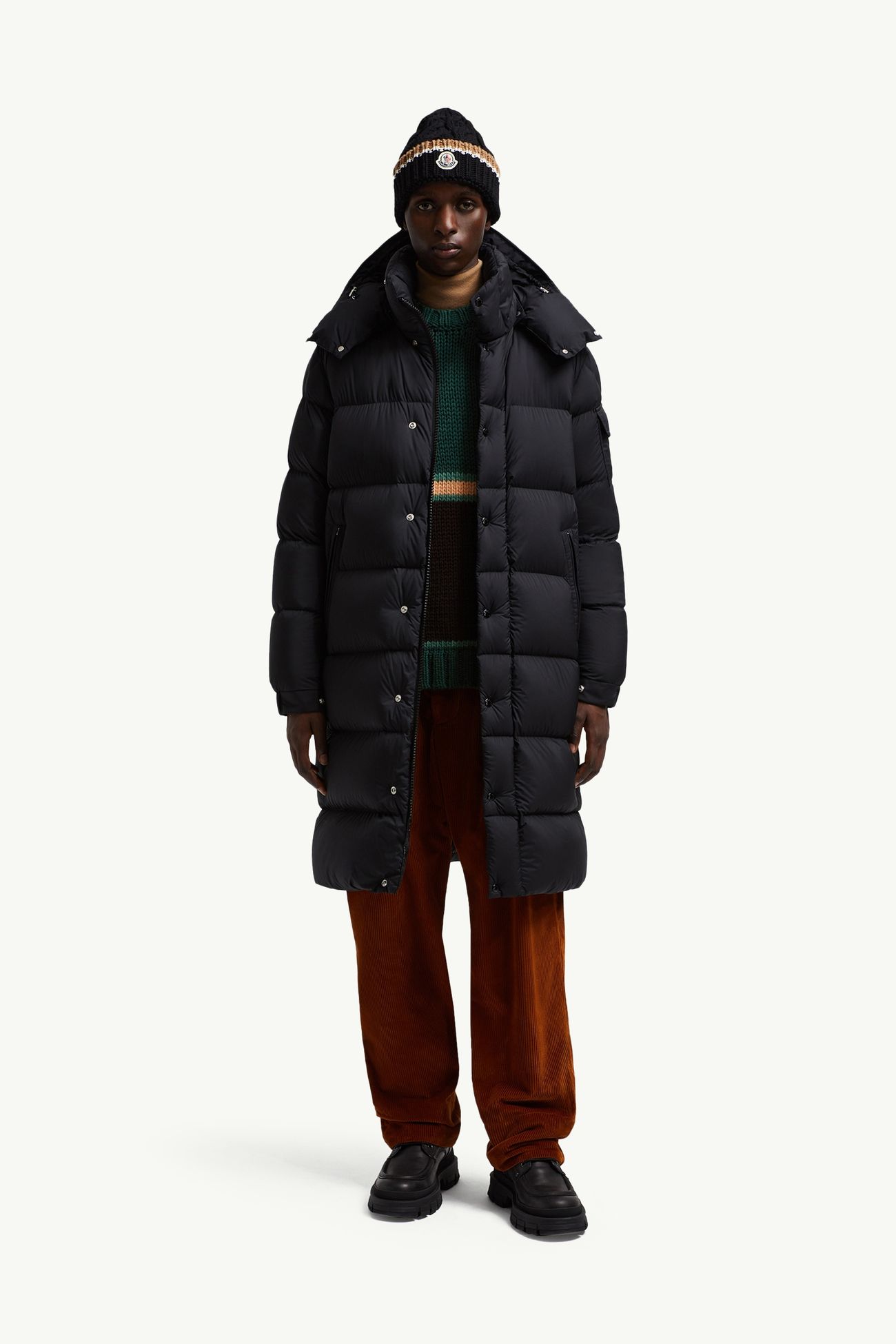 Hanoverian 후드 롱 다운 재킷 남성 블랙 Moncler 0