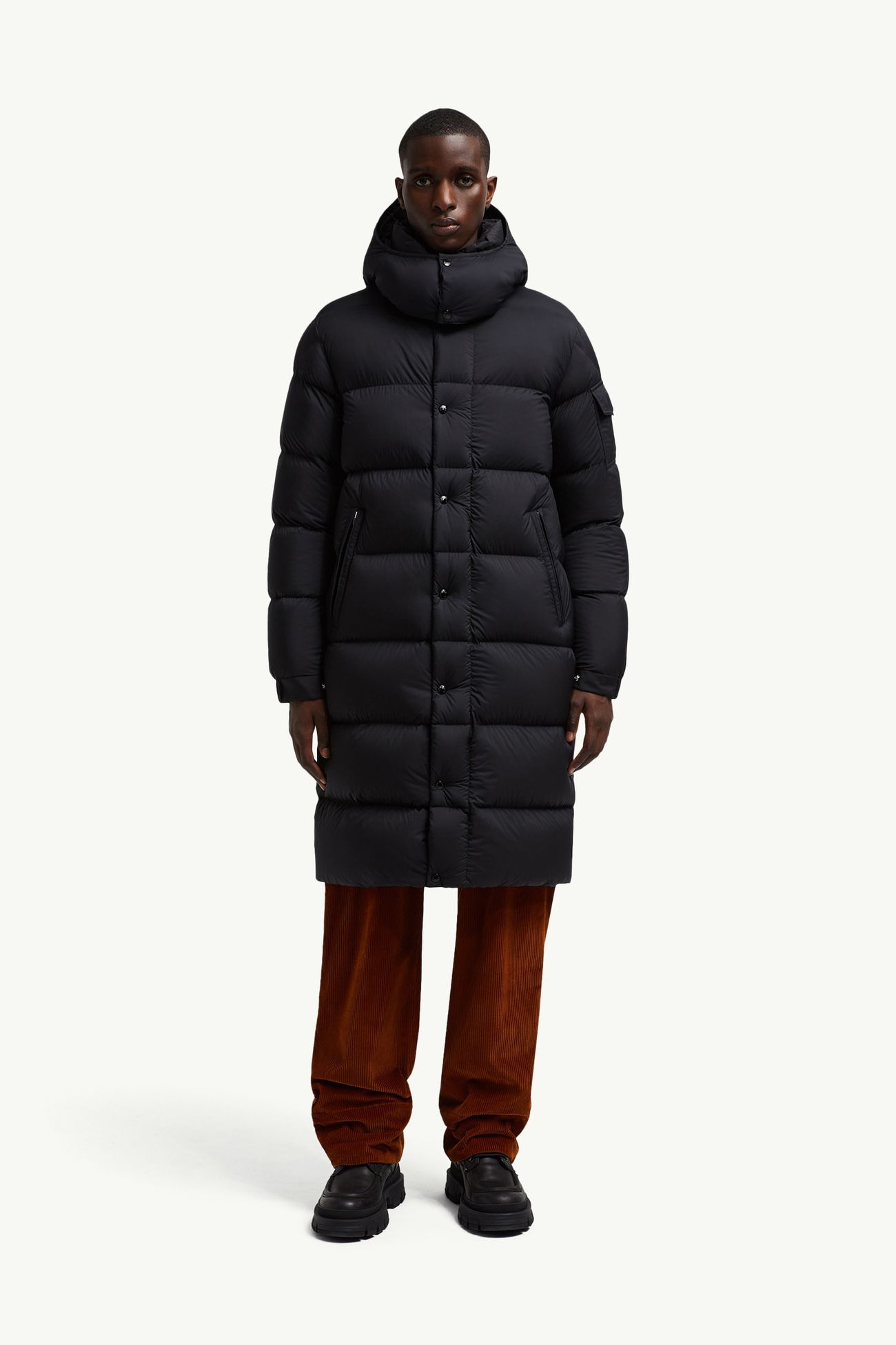 Hanoverian 후드 롱 다운 재킷 남성 블랙 Moncler 3