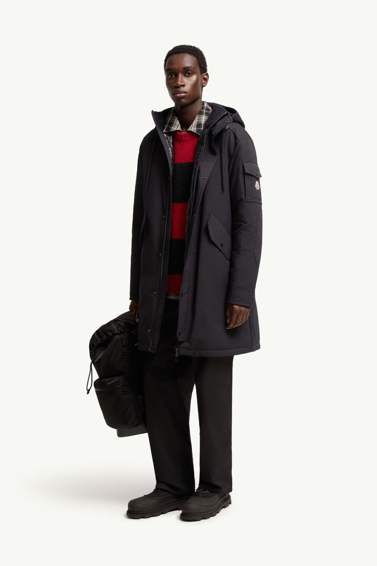 Nahan Hooded Long Down Parka Men Dark Blue Moncler 0