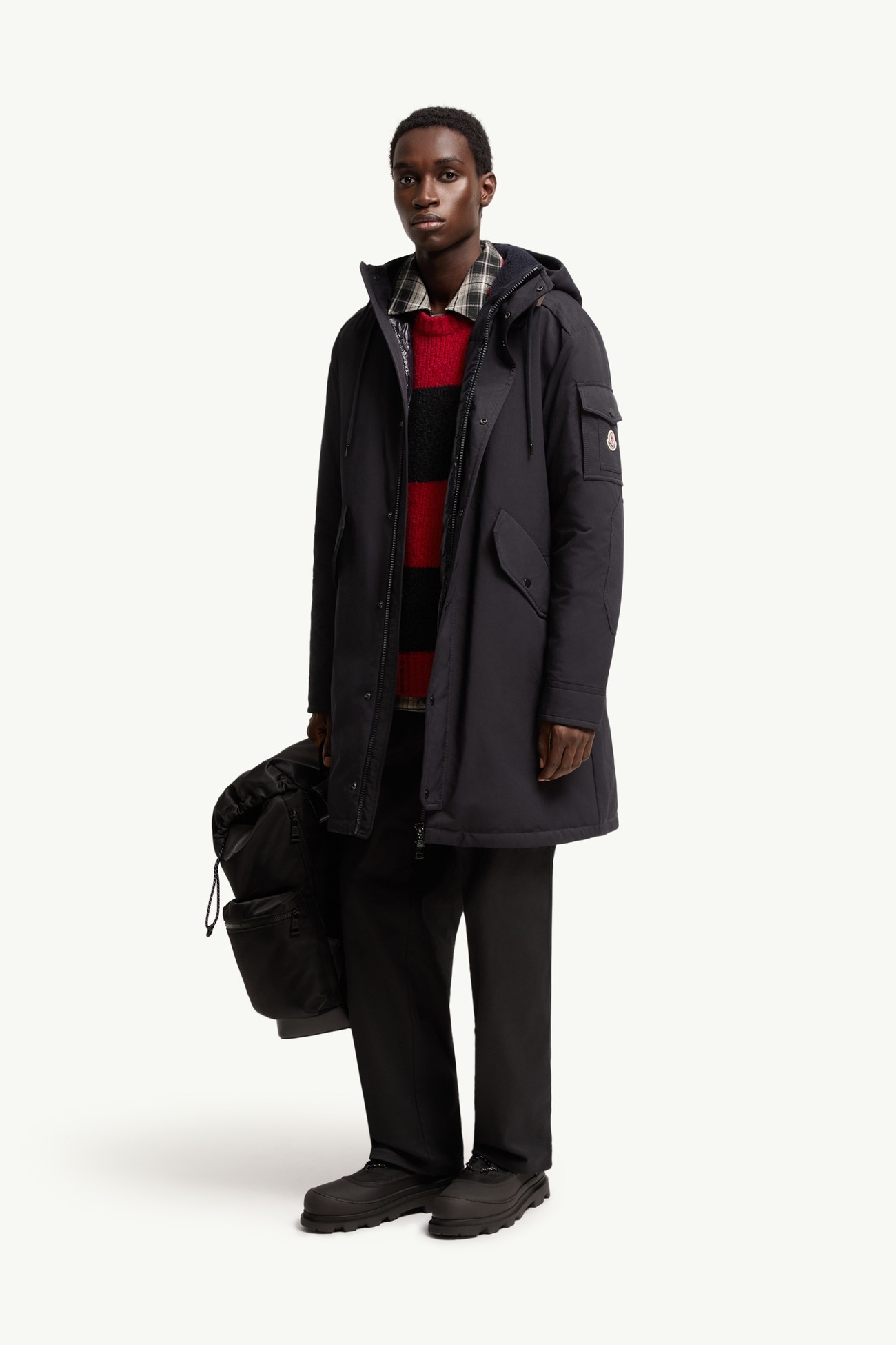 Nahan Hooded Long Down Parka Men Dark Blue Moncler 0