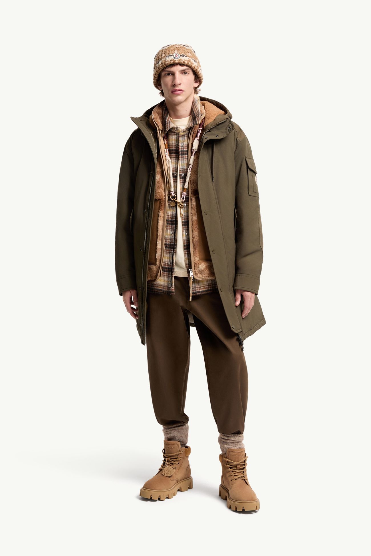 Parka matelassée longue à capuche Nahan Hommes Vert Olive Moncler 0