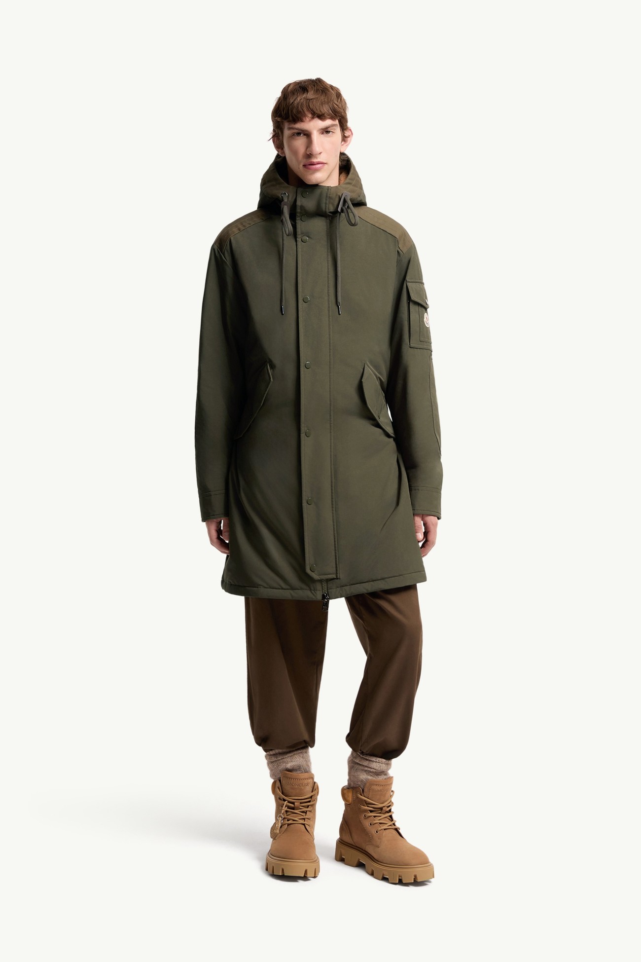 Parka lungo imbottito Nahan con cappuccio Uomo Verde Oliva Moncler 3