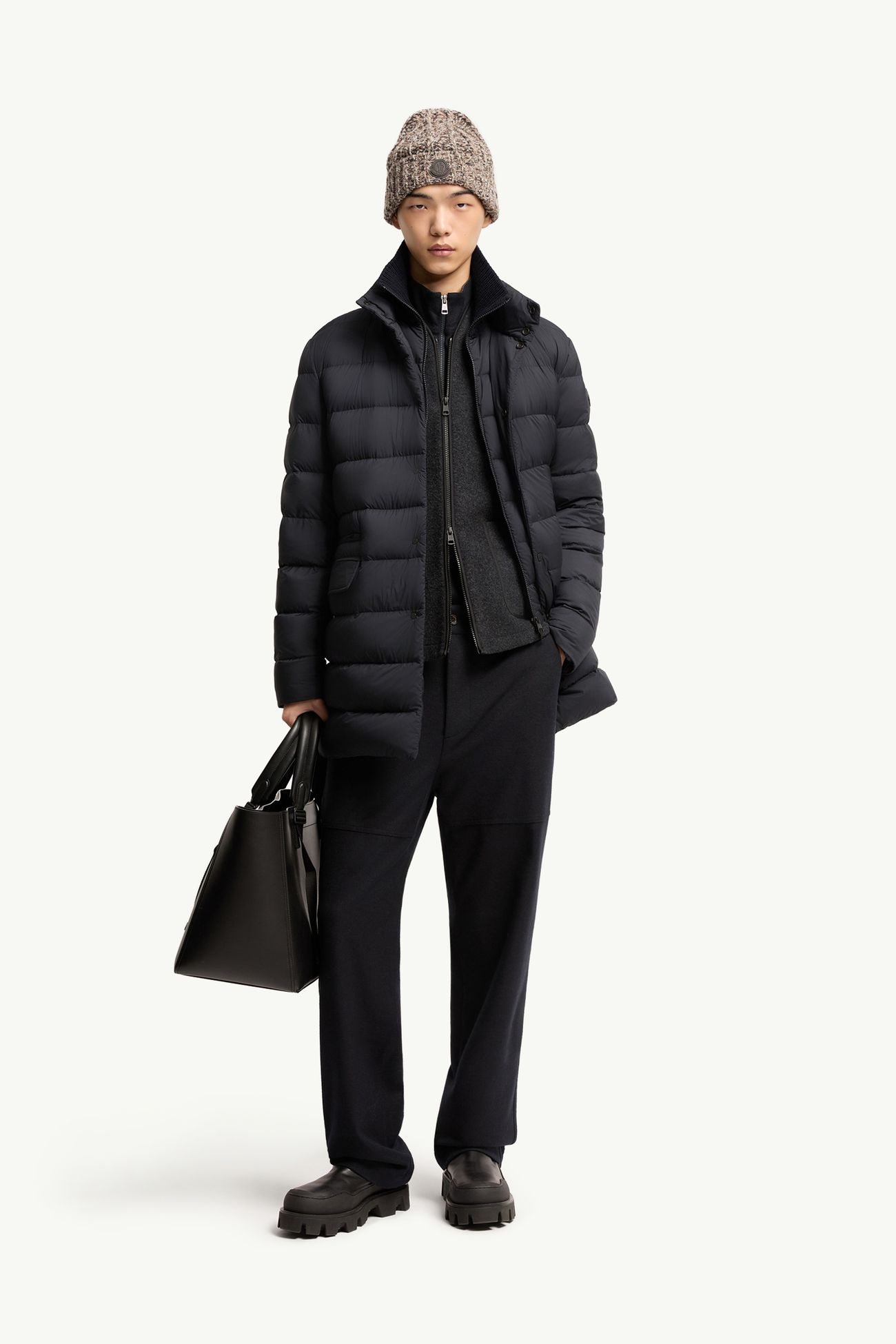 Lencoise連帽長身羽絨外套 男士 深藍色 Moncler 0