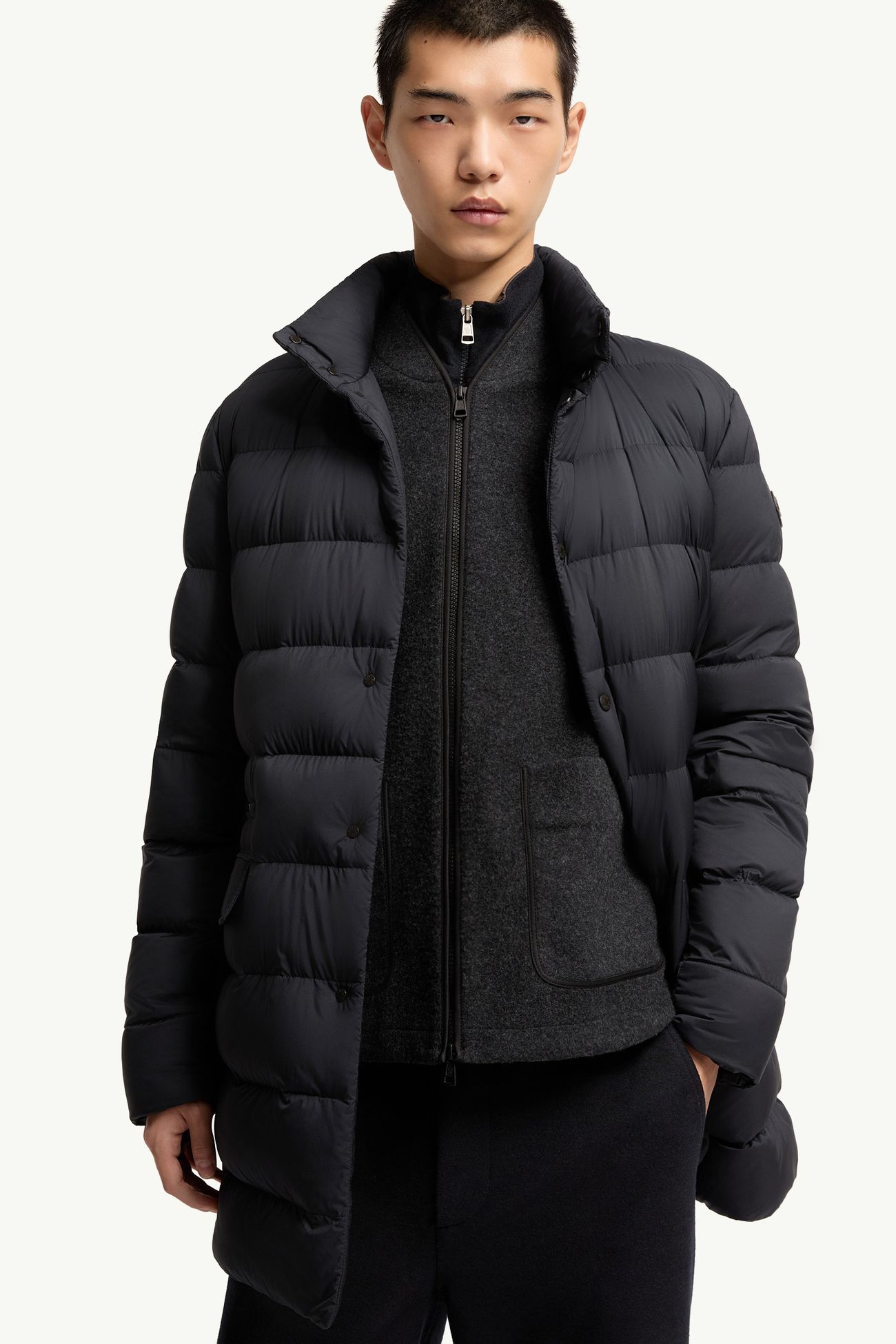 Lencoise 후드 롱 다운 재킷 남성 다크 블루 Moncler 6