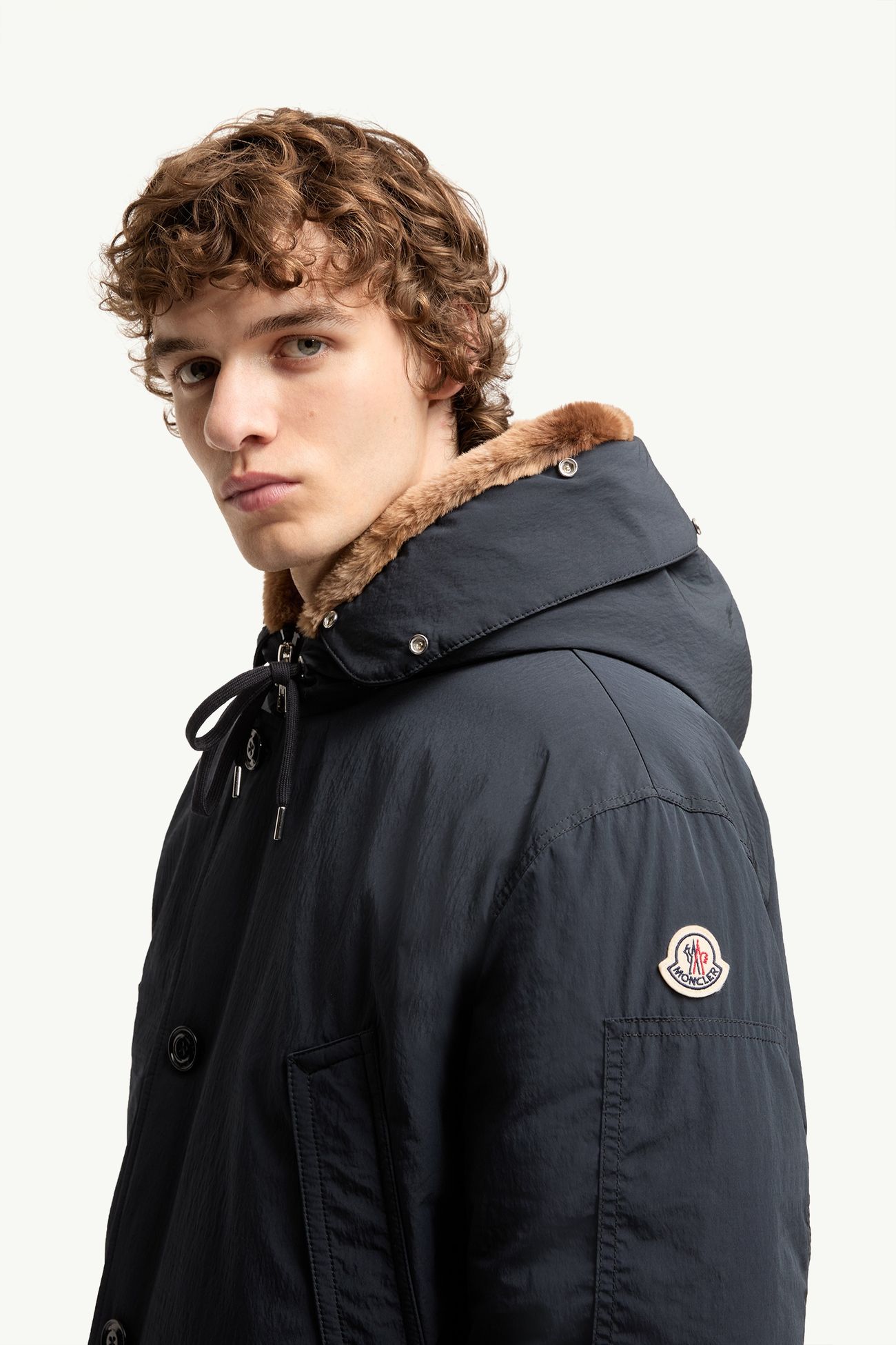 Brevanth Hooded Down Parka Jacket Men Dark Blue Moncler 1