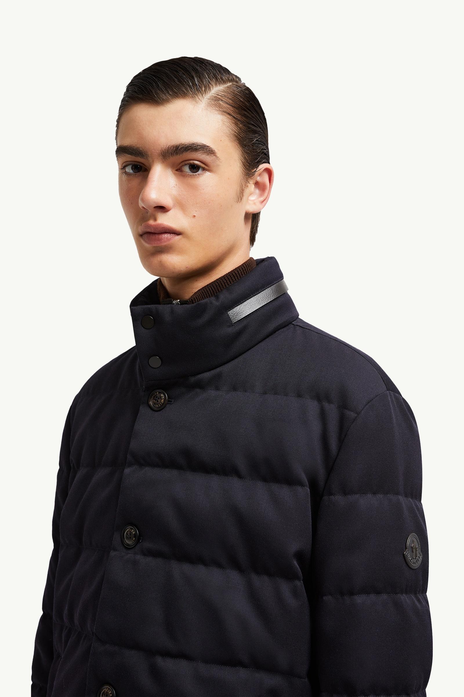 Night Blue Vallonpierre Hooded Wool Long Down Jacket - Long Down