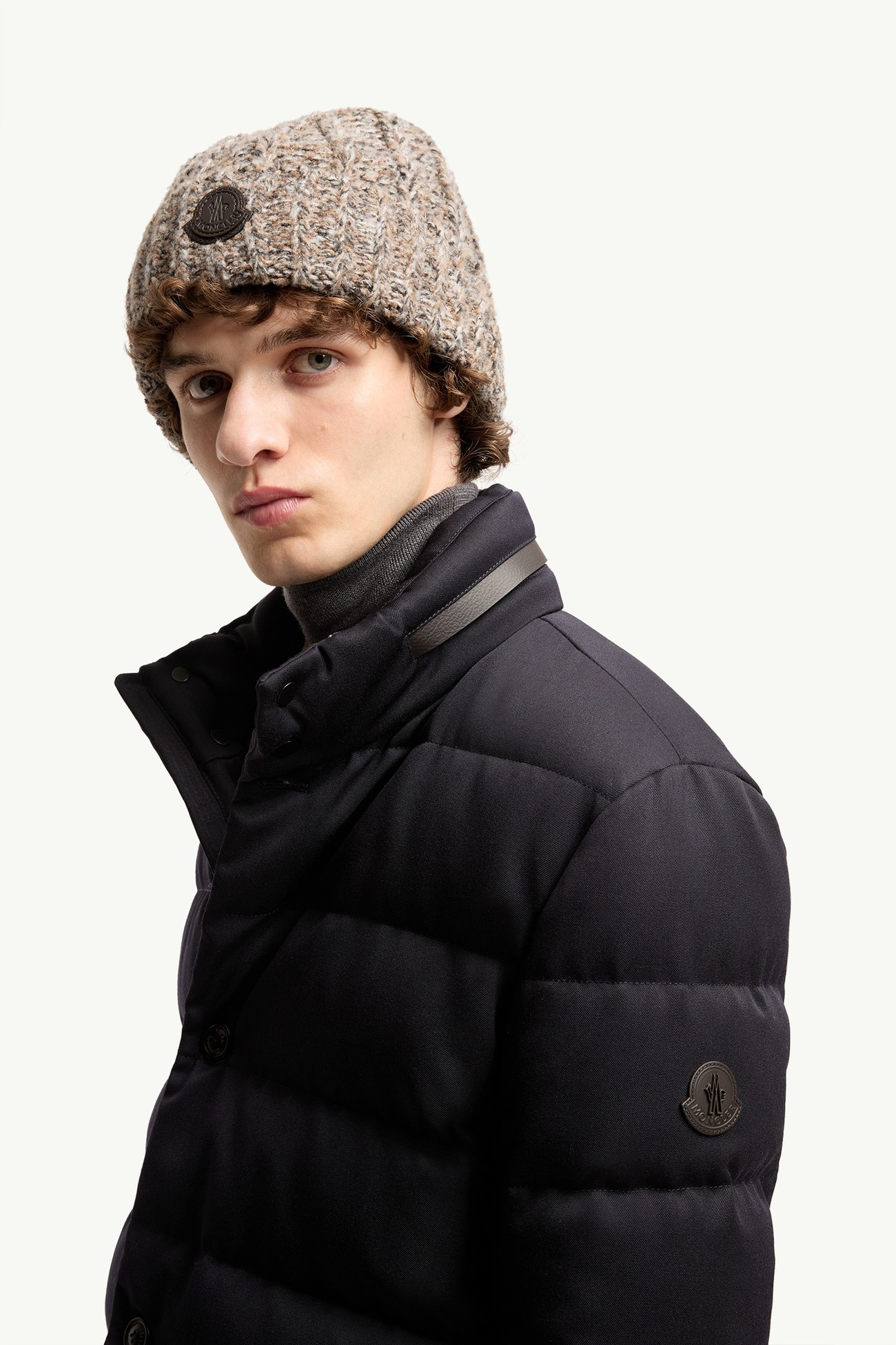 Vallonpierre Hooded Wool Long Down Jacket Men Night Blue Moncler 1